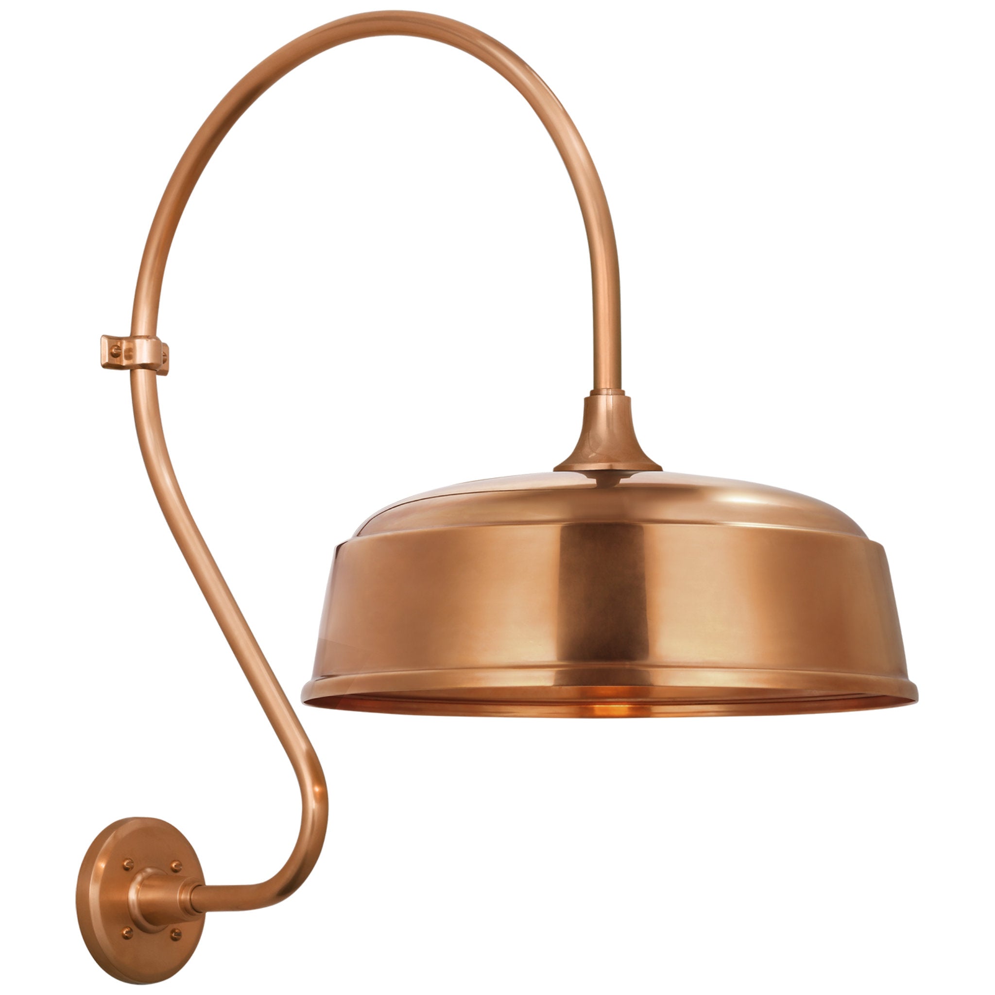 Thomas O'Brien Academy 18" Larrabee Barn Light in Soft Copper with 16" Rockhouse Shade Outdoor Lighting W16" x H27"