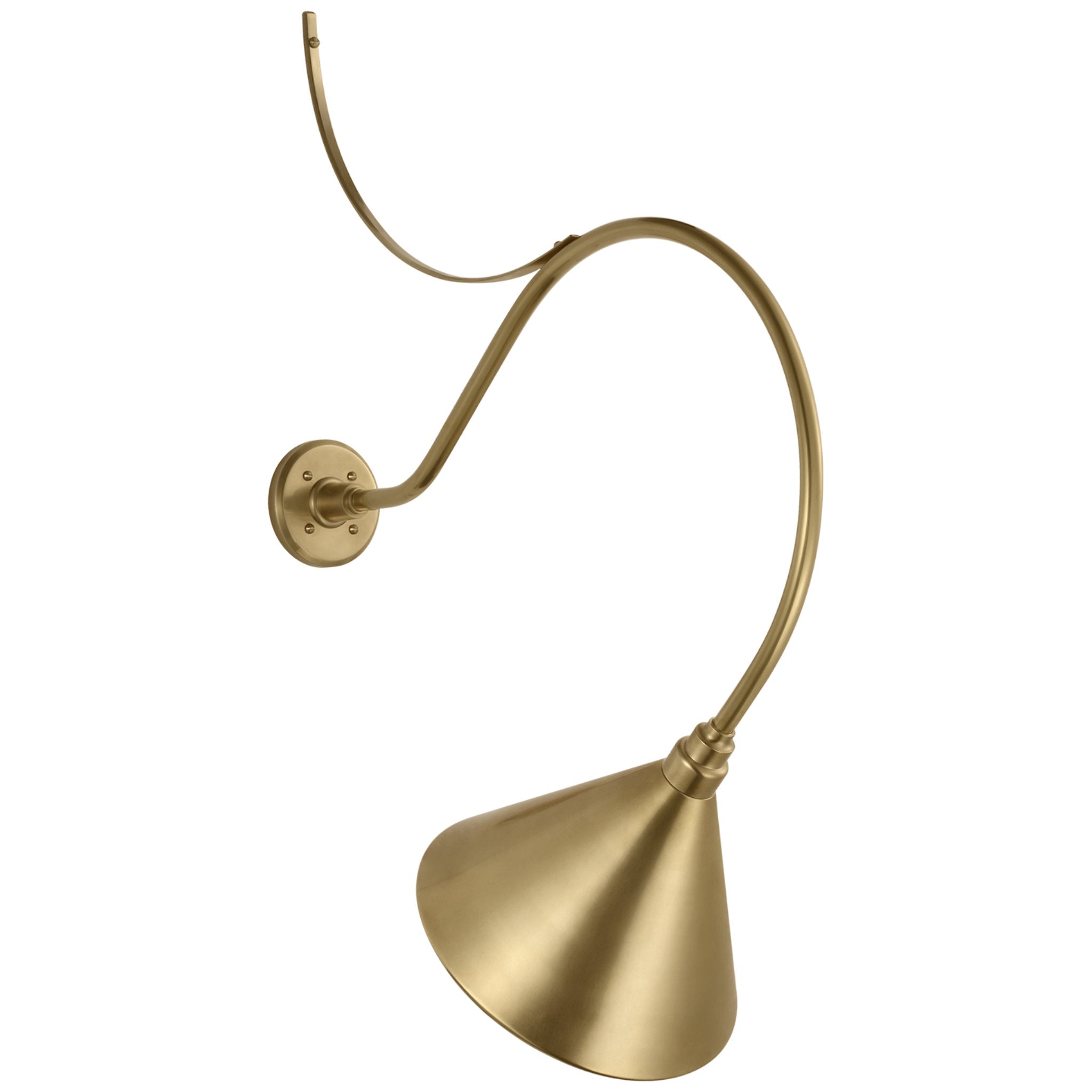 Thomas O'Brien Academy 26.5" Anchored Larrabee Barn Light in Hand-Rubbed Antique Brass with 12.5" Conical Savannah Shade Outdoor Lighting W12.5" x H38.25"