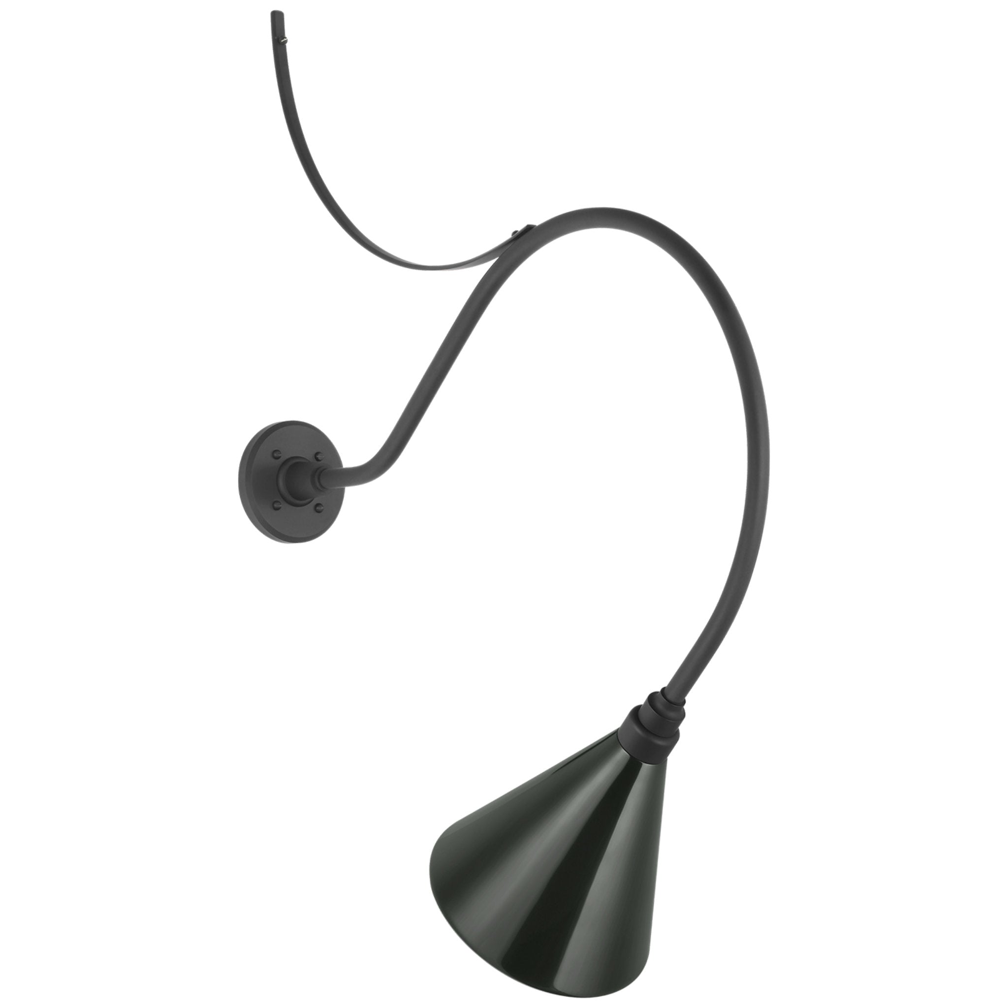 Thomas O'Brien Academy 26.5" Anchored Larrabee Barn Light in Matte Black with 9" Green Conical Savannah Shade Outdoor Lighting W9" x H37"