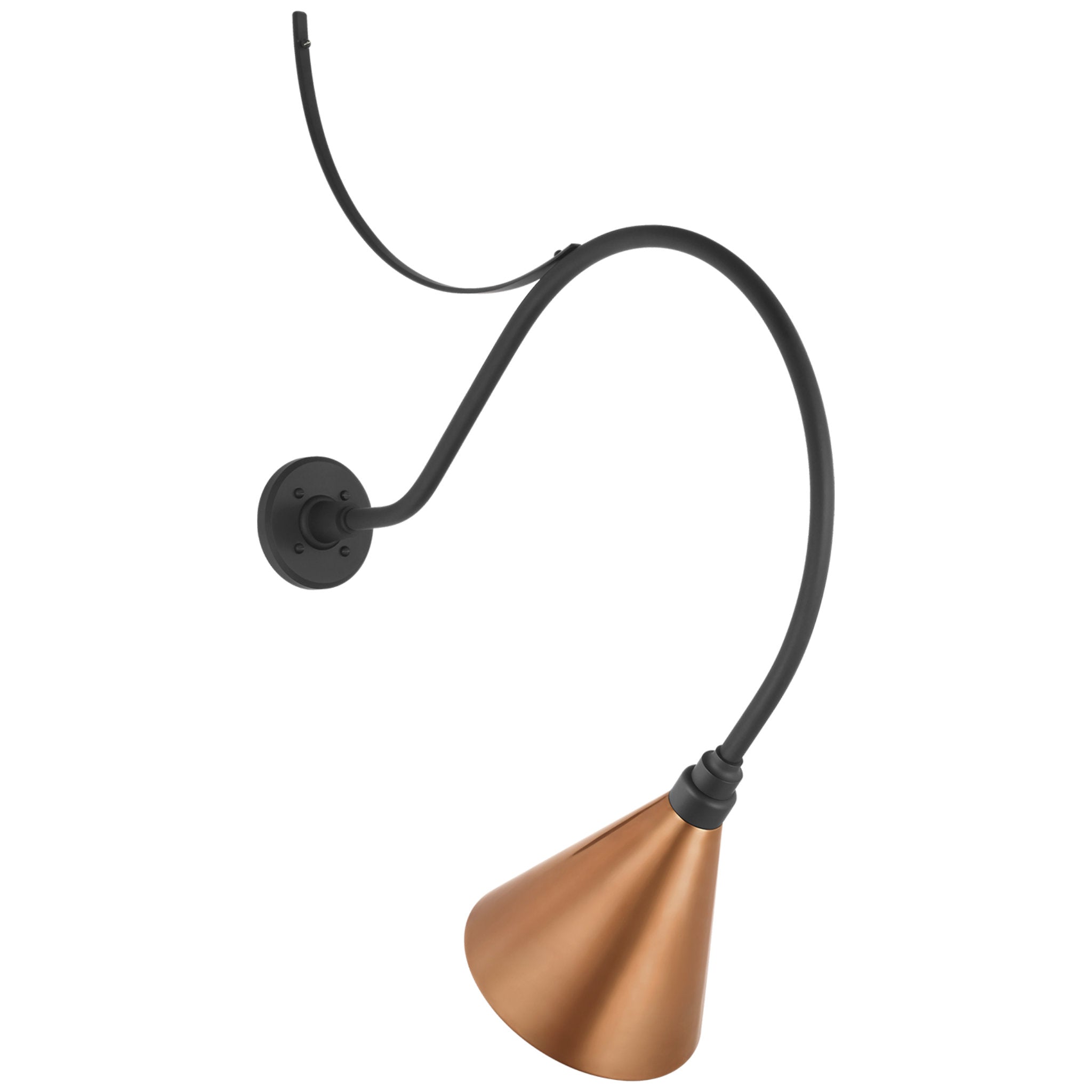 Thomas O'Brien Academy 26.5" Anchored Larrabee Barn Light in Matte Black with 9" Soft Copper Conical Savannah Shade Outdoor Lighting W9" x H37"