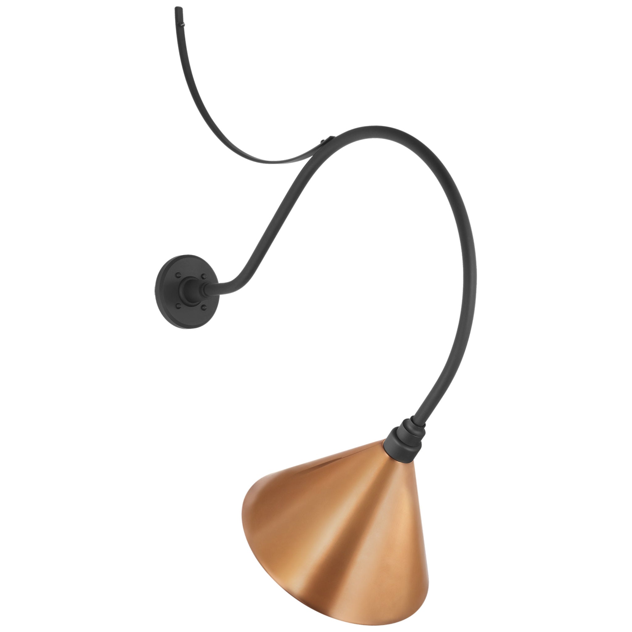 Thomas O'Brien Academy 26.5" Anchored Larrabee Barn Light in Matte Black with 12.5" Soft Copper Conical Savannah Shade Outdoor Lighting W12.5" x H38.25"