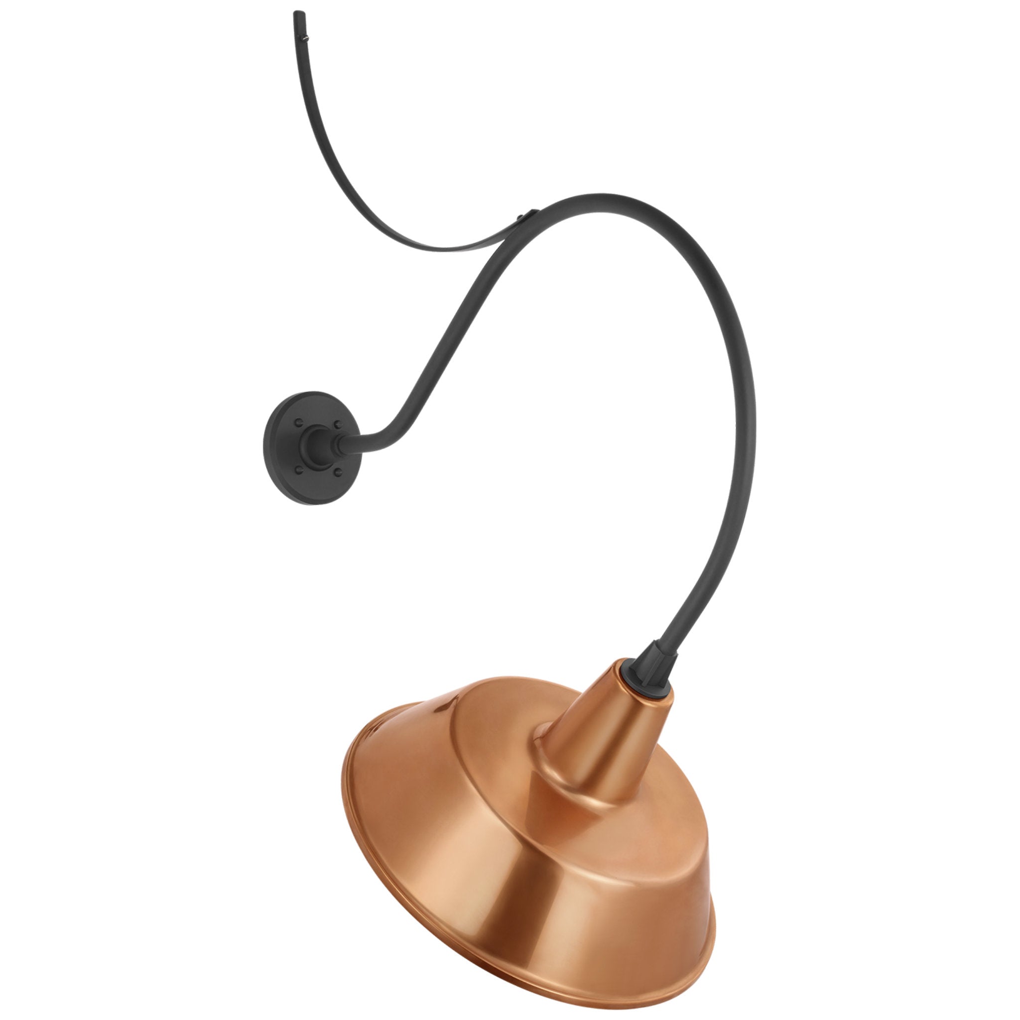 Thomas O'Brien Academy 26.5" Anchored Larrabee Barn Light in Matte Black with 16" Soft Copper Bowers Shade Outdoor Lighting W16" x H39.5"