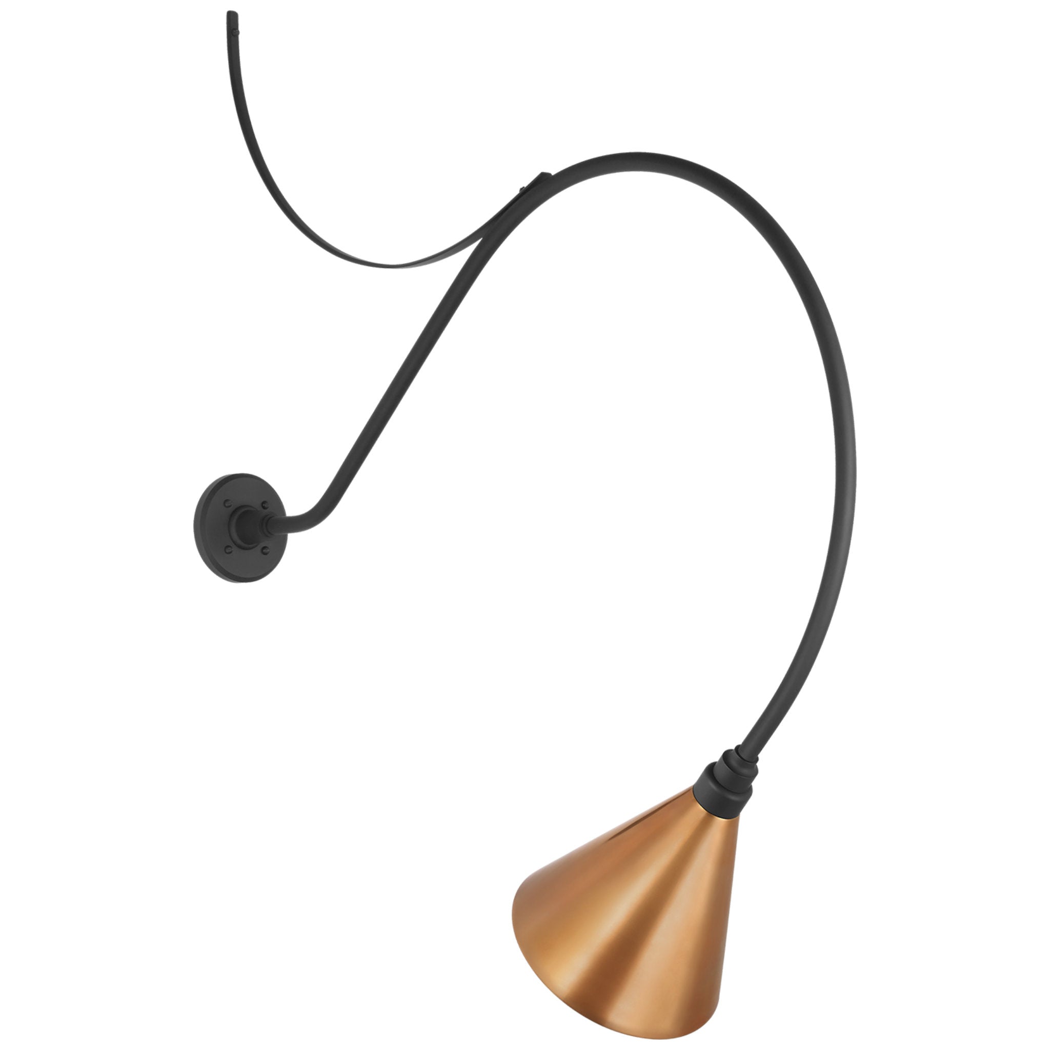 Thomas O'Brien Academy 36" Anchored Larrabee Barn Light in Matte Black with 9" Soft Copper Conical Savannah Shade Outdoor Lighting W9" x H43.5"