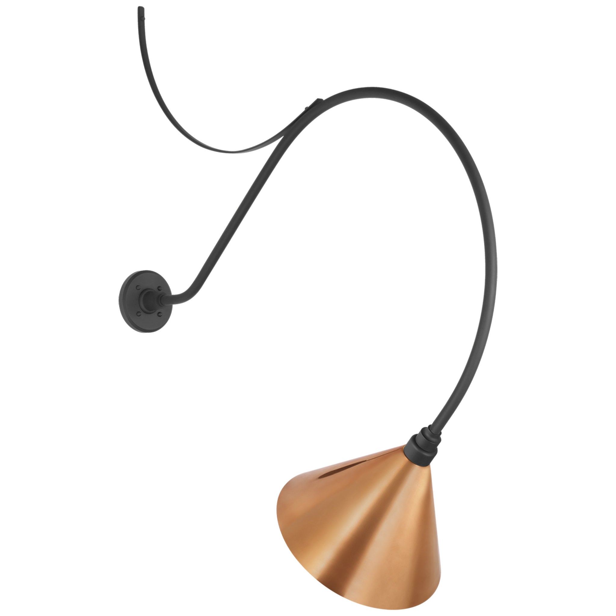 Thomas O'Brien Academy 36" Anchored Larrabee Barn Light in Matte Black with 12.5" Soft Copper Conical Savannah Shade Outdoor Lighting W12.5" x H44.75"