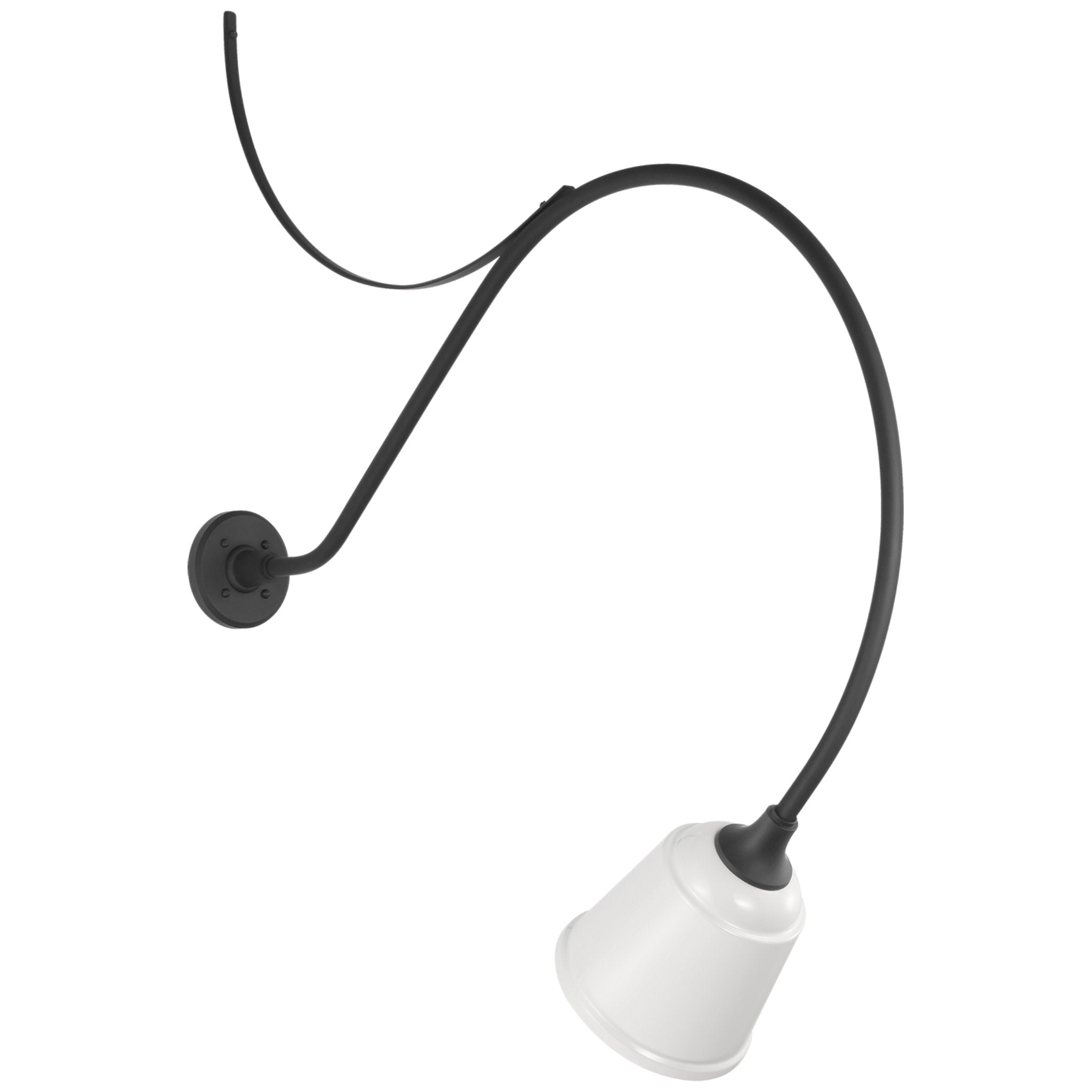 Thomas O'Brien Academy 36" Anchored Larrabee Barn Light in Matte Black with 8" White Rockhouse Shade Outdoor Lighting W8" x H42.25"
