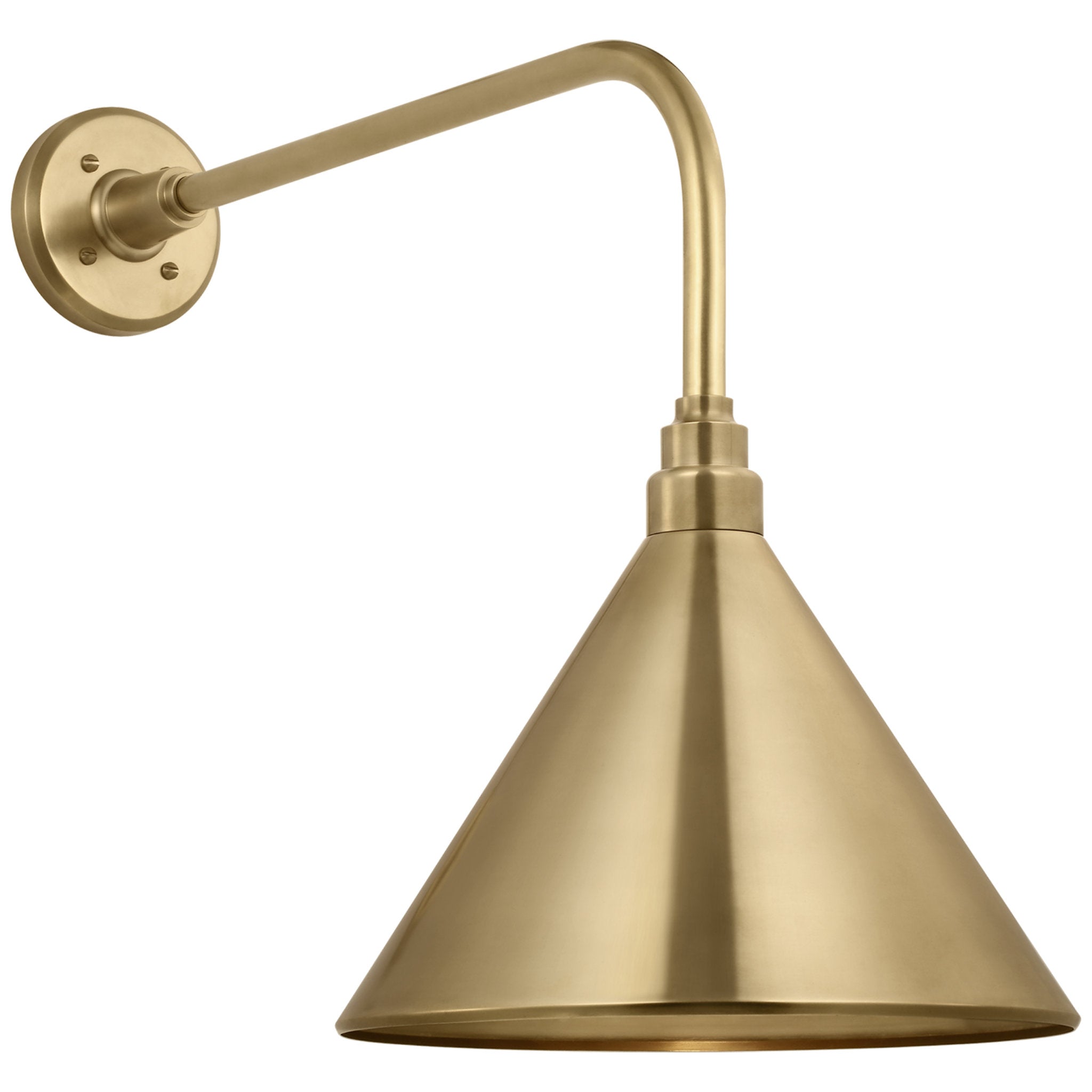 Thomas O'Brien Academy 20" Rex Barn Light in Hand-Rubbed Antique Brass with 12.5" Conical Savannah Shade Outdoor Lighting W12.5" x H19.75"