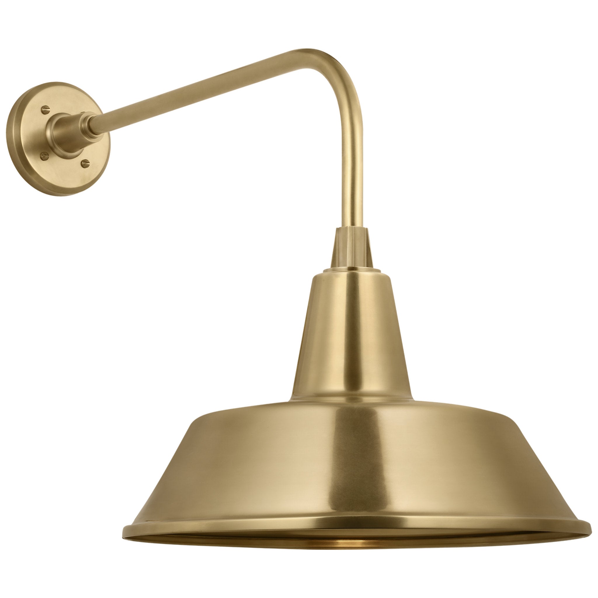 Thomas O'Brien Academy 20" Rex Barn Light in Hand-Rubbed Antique Brass with 16" Bowers Shade Outdoor Lighting W16" x H19.5"