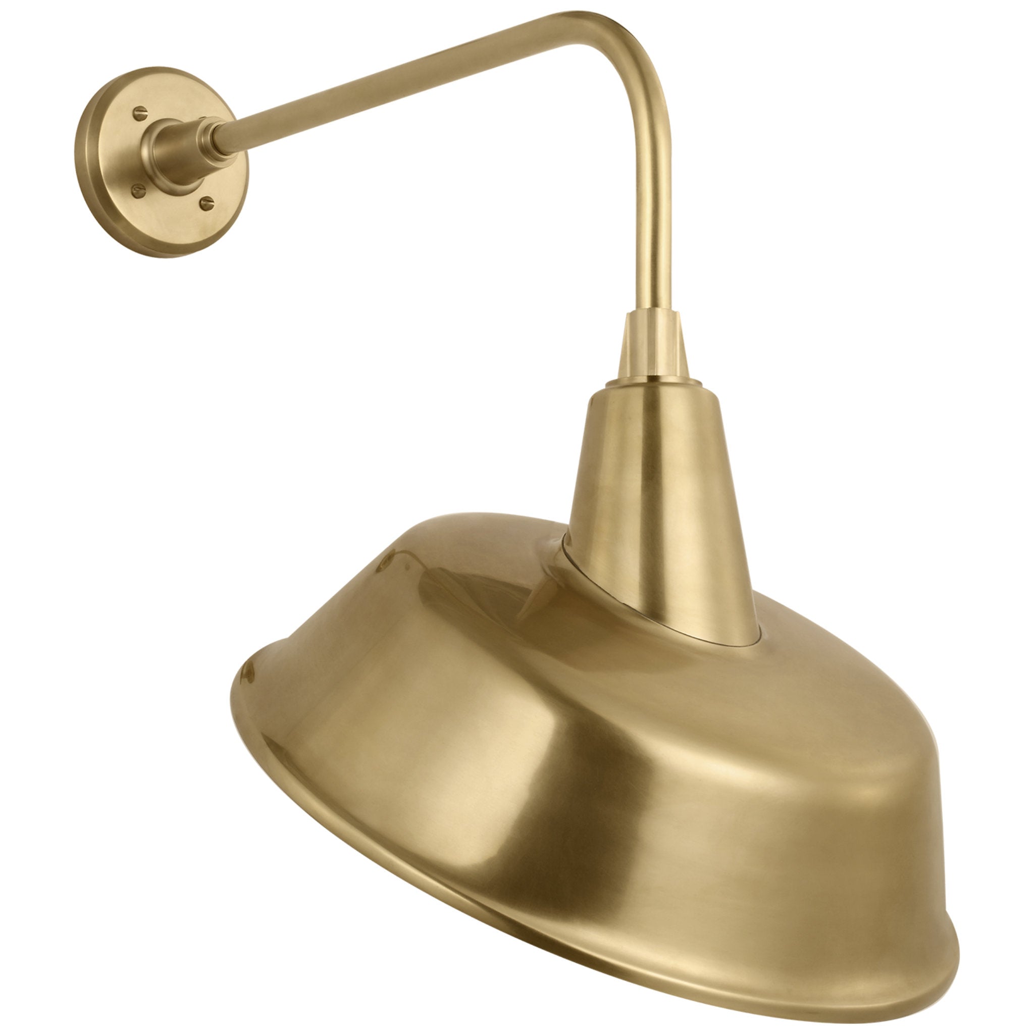 Thomas O'Brien Academy 20" Rex Barn Light in Hand-Rubbed Antique Brass with 16" Tilted Bowers Shade Outdoor Lighting W16" x H23.5"