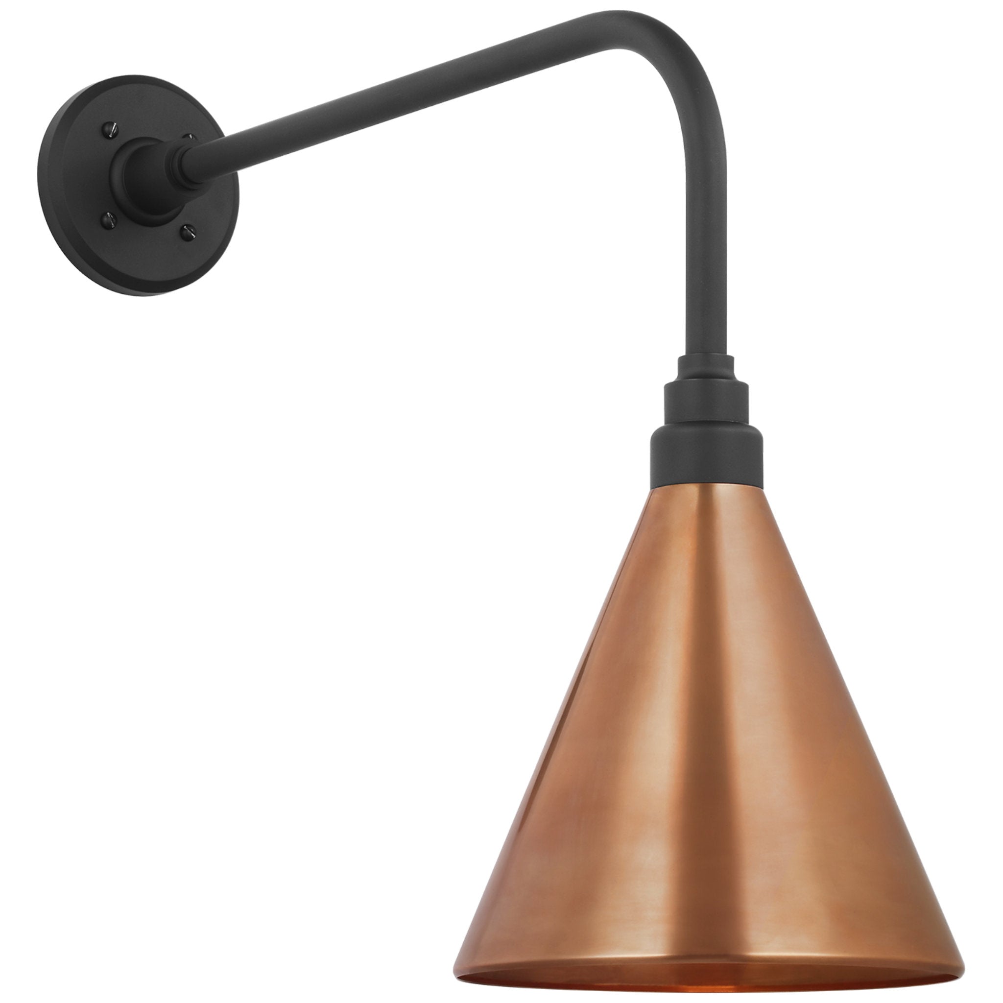 Thomas O'Brien Academy 20" Rex Barn Light in Matte Black with 9" Soft Copper Conical Savannah Shade Outdoor Lighting W9" x H19.75"