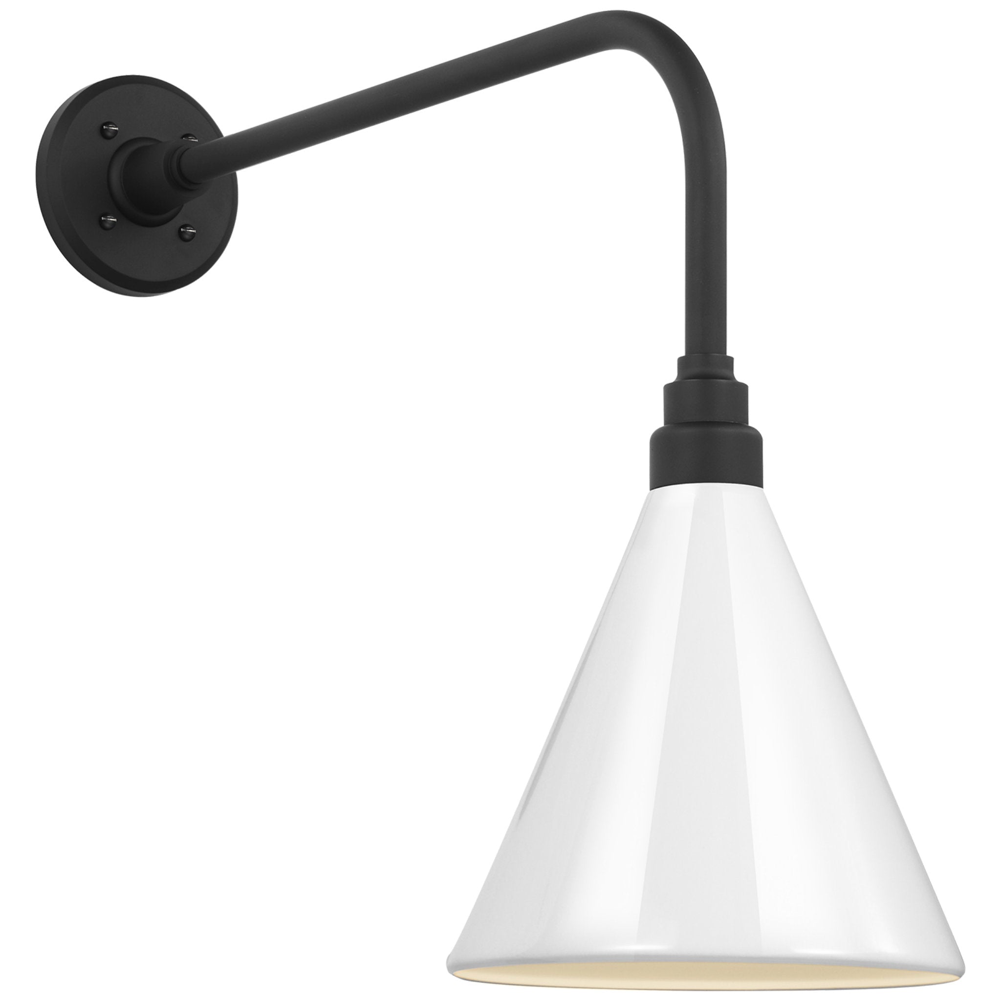 Thomas O'Brien Academy 20" Rex Barn Light in Matte Black with 9" White Conical Savannah Shade Outdoor Lighting W9" x H19.75"