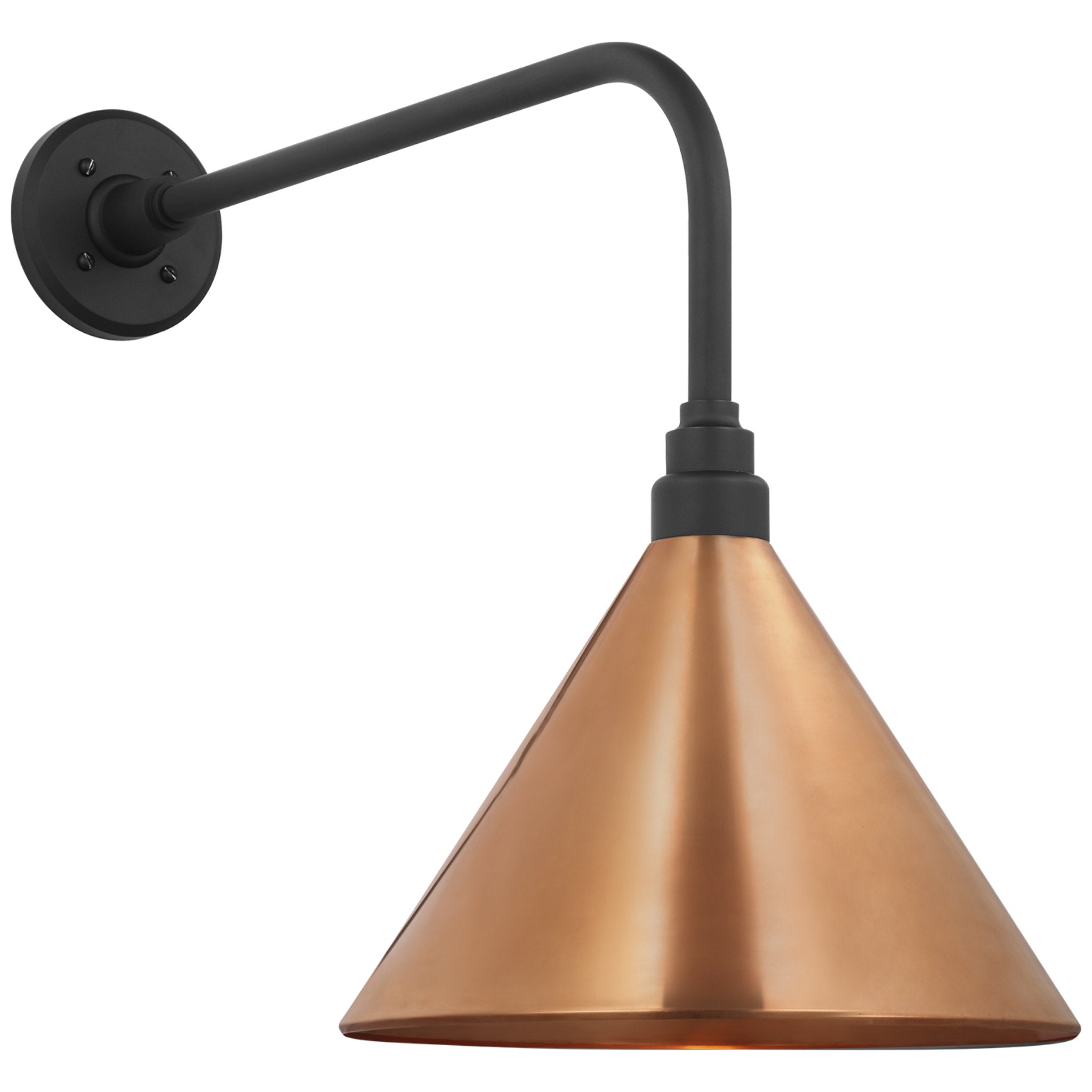 Thomas O'Brien Academy 20" Rex Barn Light in Matte Black with 12.5" Soft Copper Conical Savannah Shade Outdoor Lighting W12.5" x H19.75"