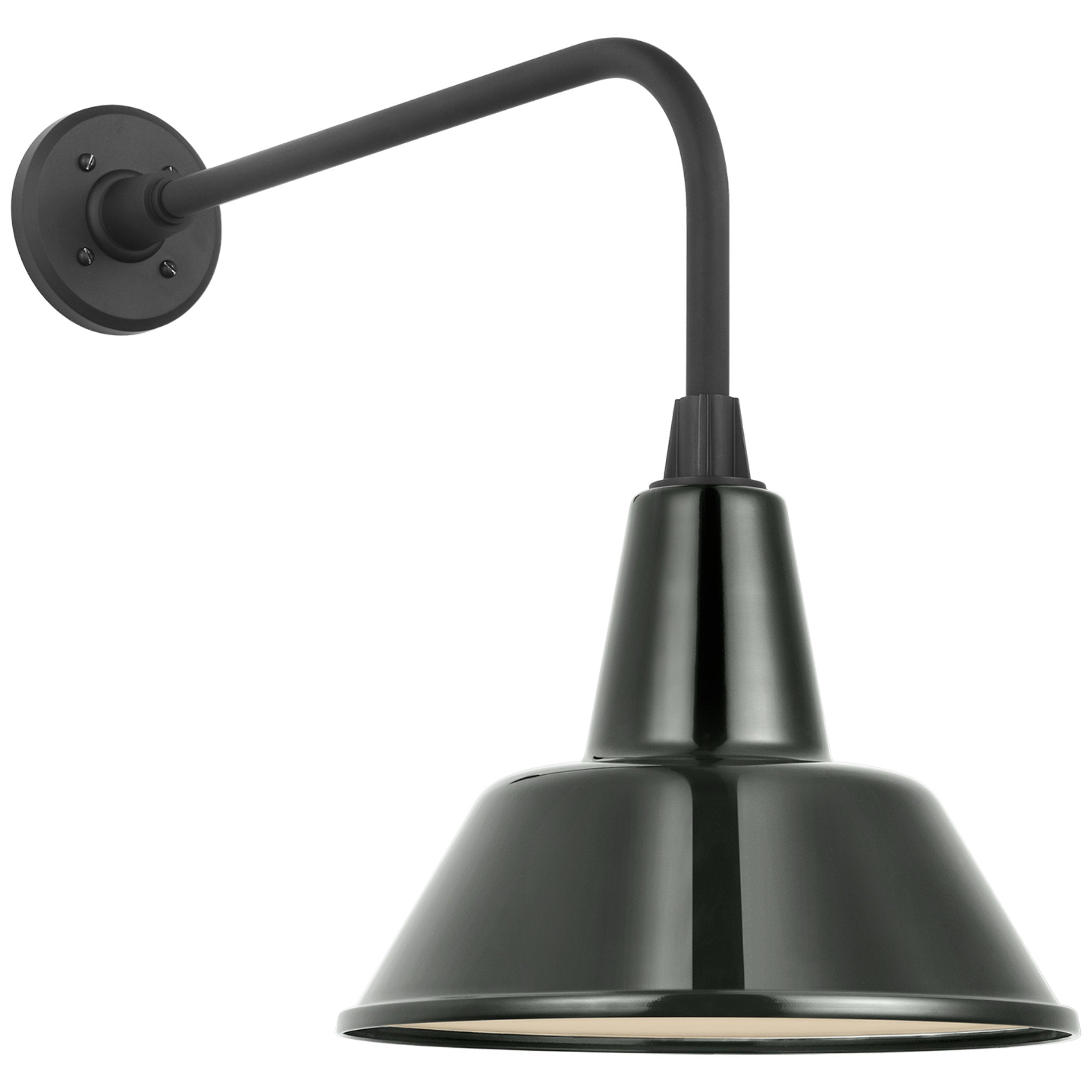 Thomas O'Brien Academy 20" Rex Barn Light in Matte Black with 12.5" Green Bowers Shade Outdoor Lighting W12.5" x H19.5"