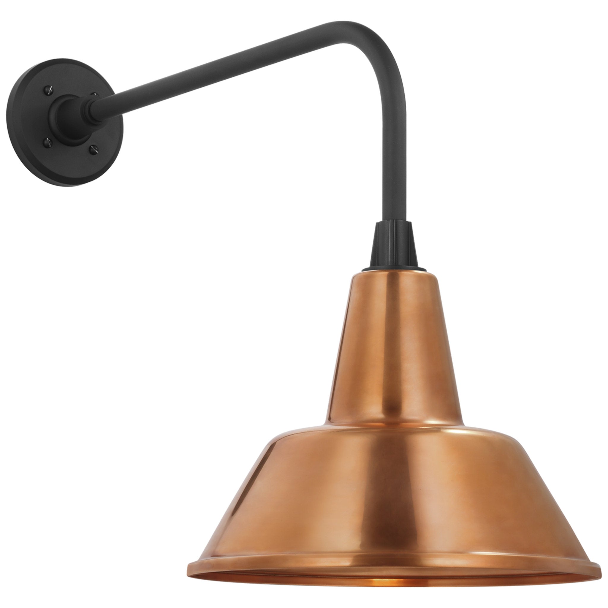 Thomas O'Brien Academy 20" Rex Barn Light in Matte Black with 12.5" Soft Copper Bowers Shade Outdoor Lighting W12.5" x H19.5"