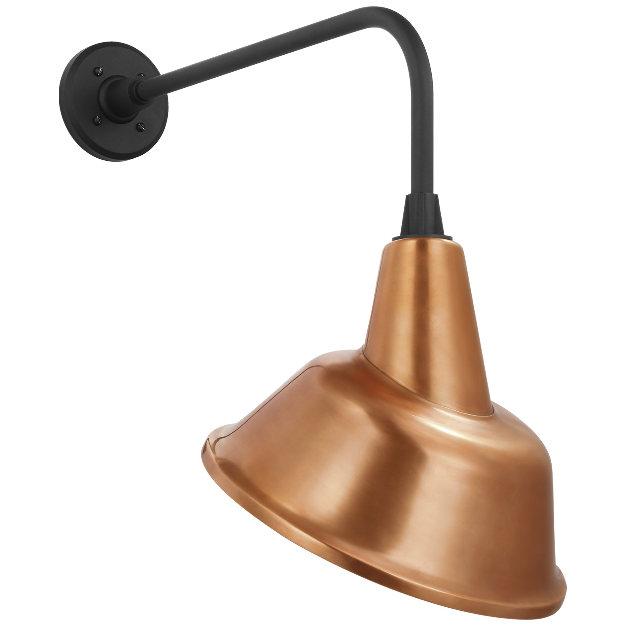 Thomas O'Brien Academy 20" Rex Barn Light in Matte Black with 12.5" Soft Copper Tilted Bowers Shade Outdoor Lighting W12.5" x H22.5"
