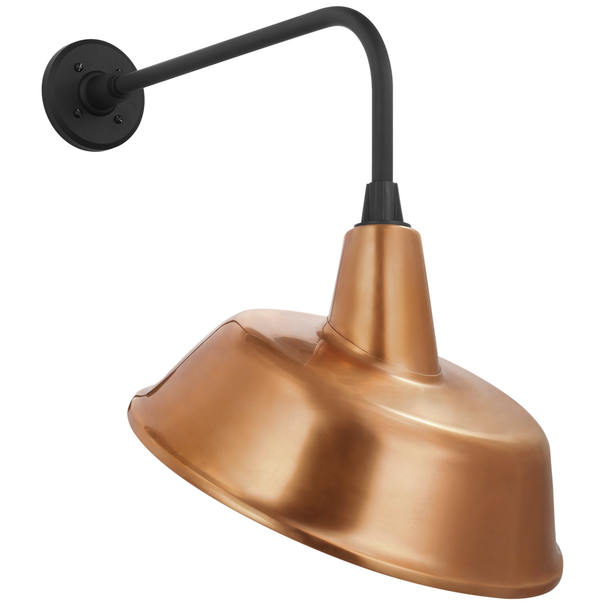 Thomas O'Brien Academy 20" Rex Barn Light in Matte Black with 16" Soft Copper Tilted Bowers Shade Outdoor Lighting W16" x H23.5"