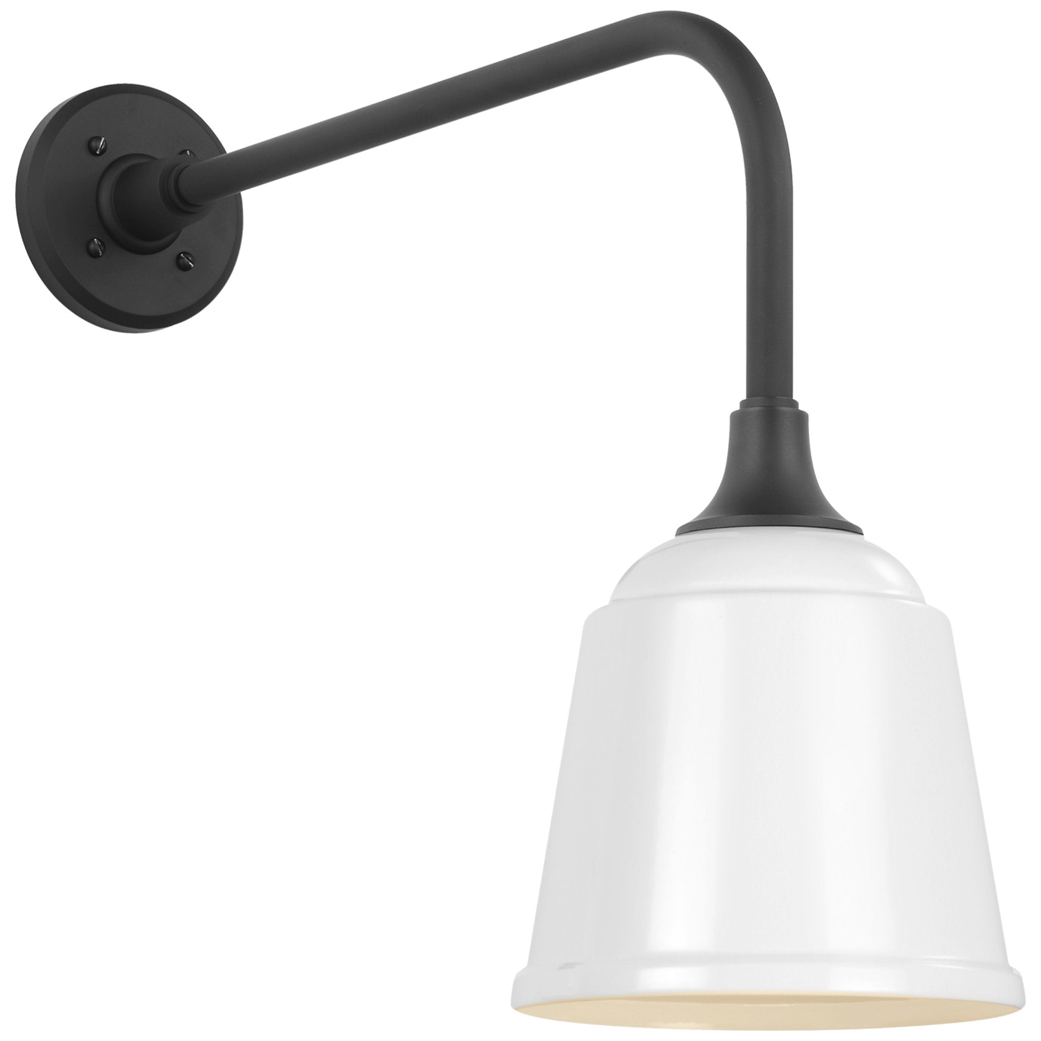 Thomas O'Brien Academy 20" Rex Barn Light in Matte Black with 8" White Rockhouse Shade Outdoor Lighting W8" x H18.5"