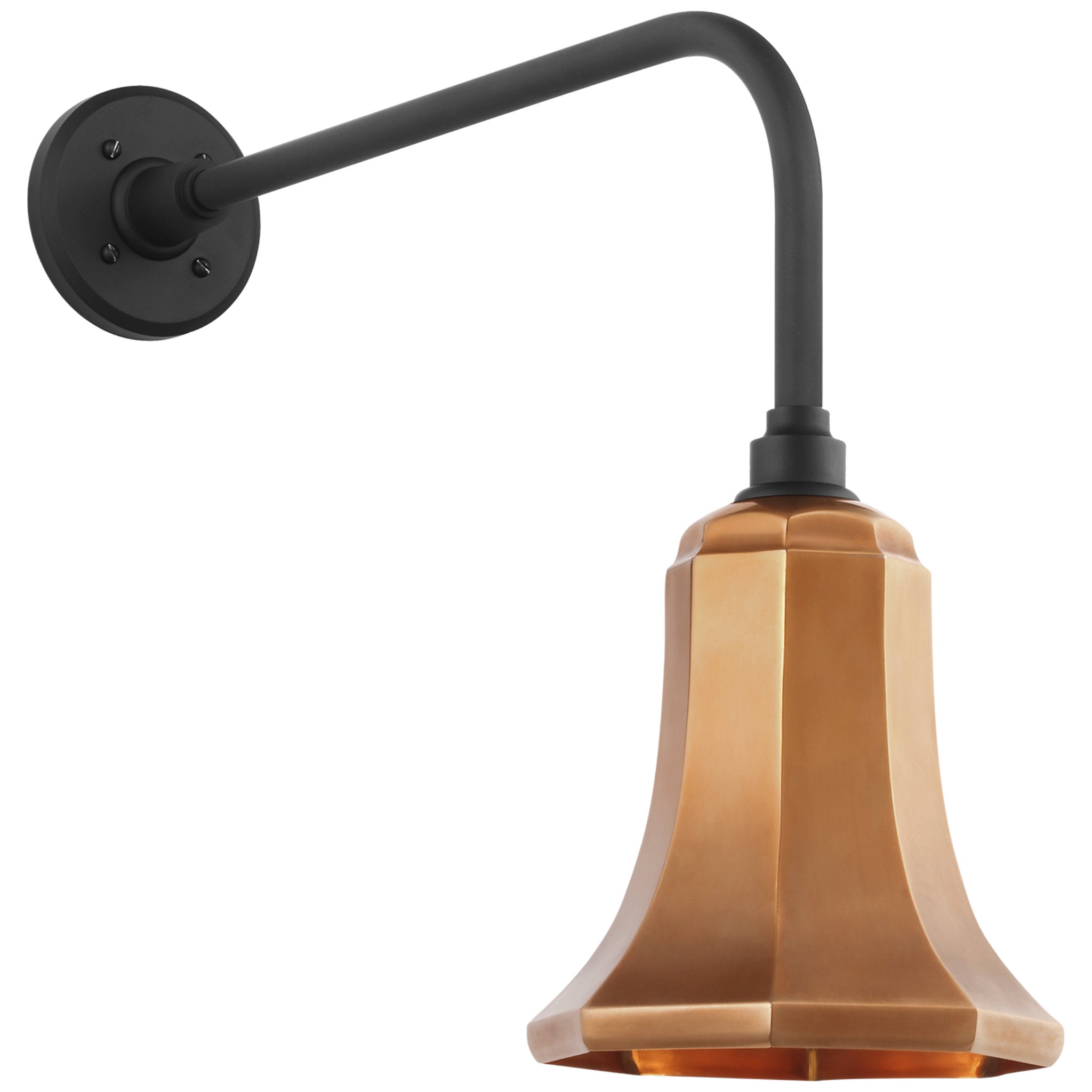 Thomas O'Brien Academy 20" Rex Barn Light in Matte Black with 7.5" Soft Copper Savannah Shade Outdoor Lighting W7.5" x H19"