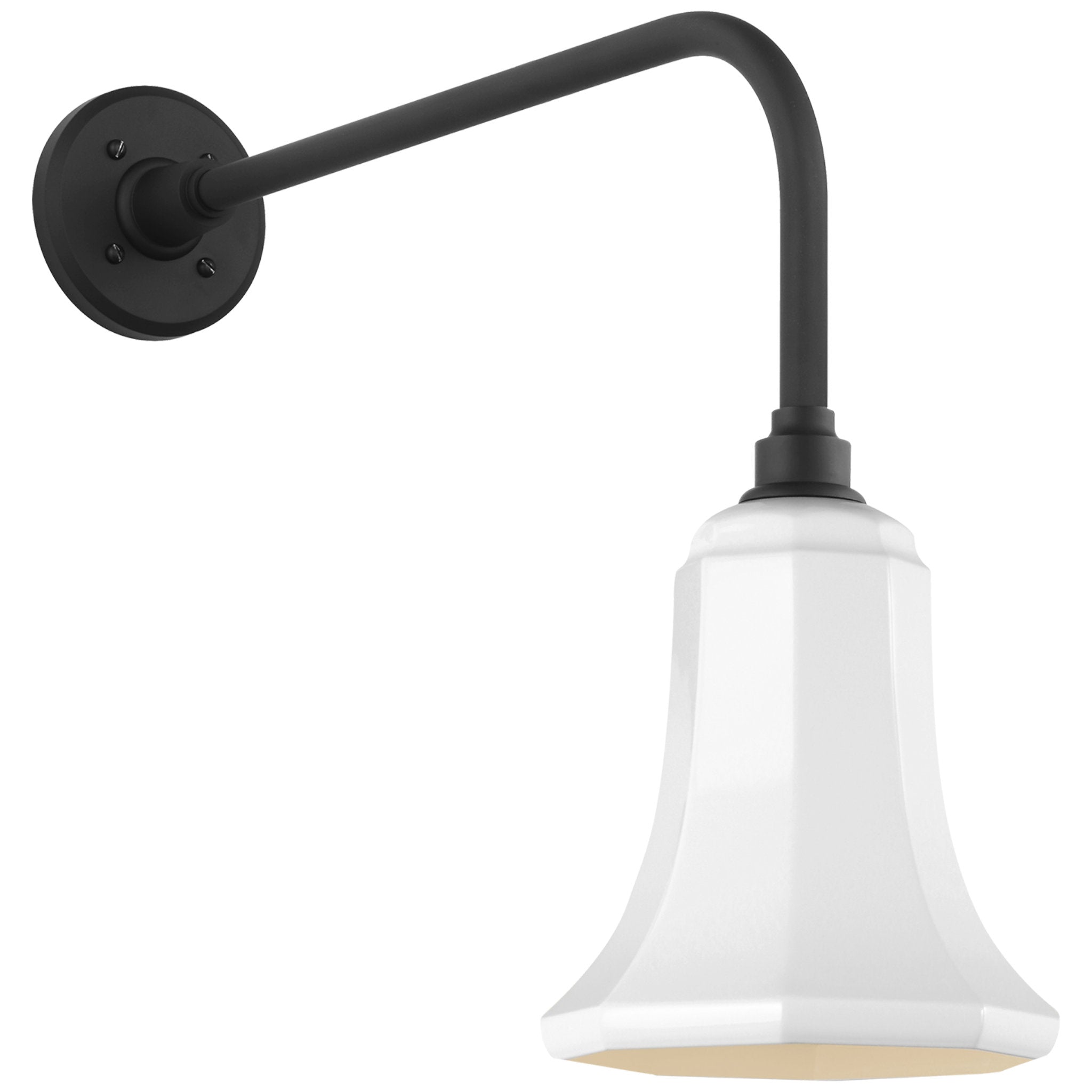 Thomas O'Brien Academy 20" Rex Barn Light in Matte Black with 7.5" White Savannah Shade Outdoor Lighting W7.5" x H19"