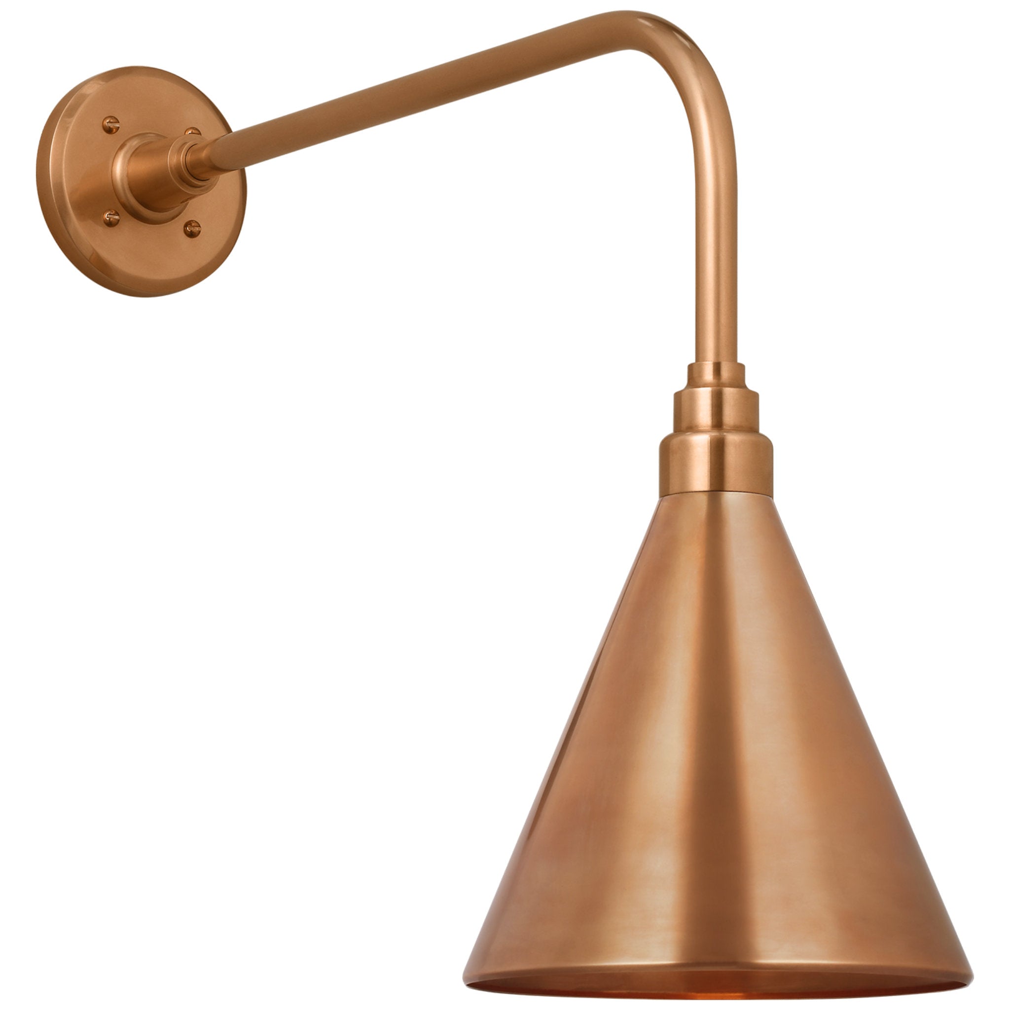 Thomas O'Brien Academy 20" Rex Barn Light in Soft Copper with 9" Conical Savannah Shade Outdoor Lighting W9" x H19.75"
