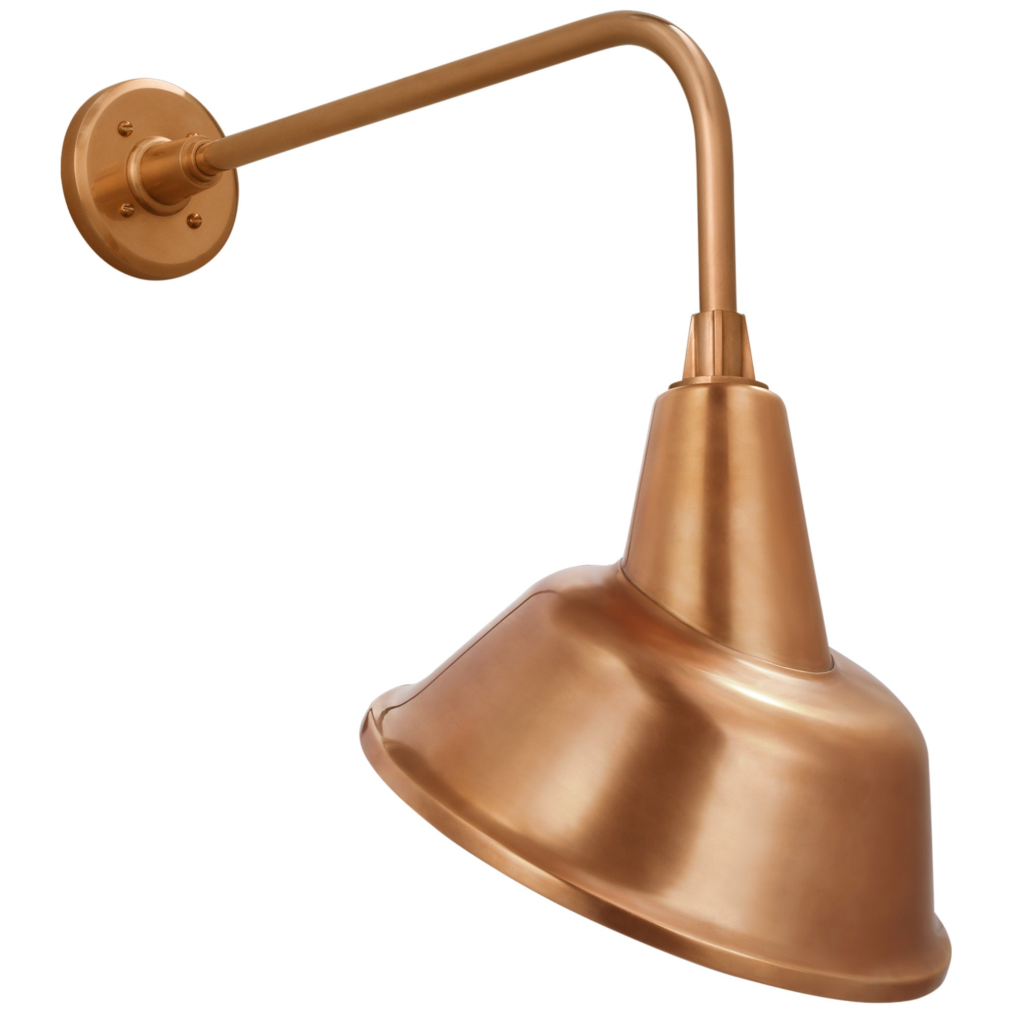 Thomas O'Brien Academy 20" Rex Barn Light in Soft Copper with 12.5" Tilted Bowers Shade Outdoor Lighting W12.5" x H22.5"