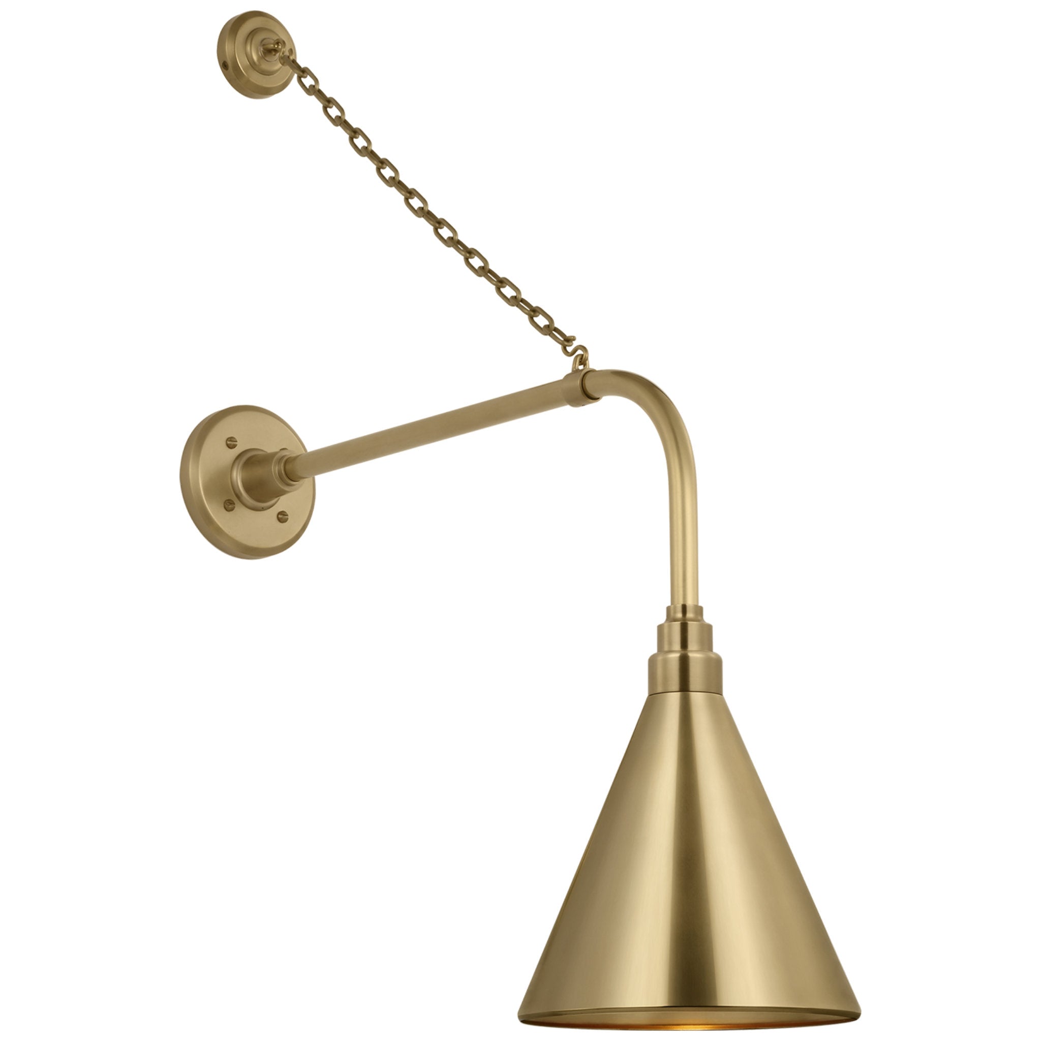 Thomas O'Brien Academy 20" Anchored Rex Barn Light in Hand-Rubbed Antique Brass with 9" Conical Savannah Shade Outdoor Lighting W9" x H32.75"