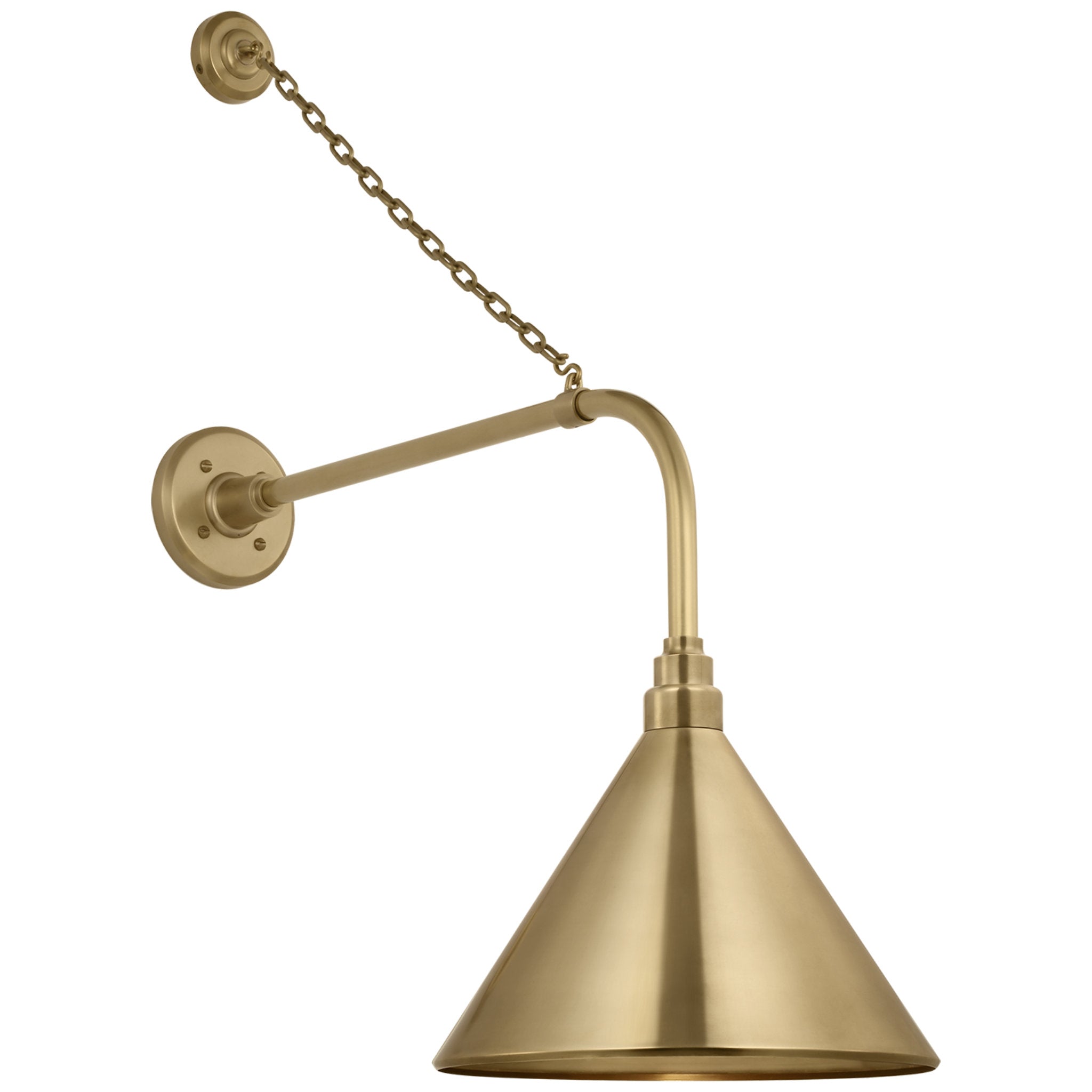 Thomas O'Brien Academy 20" Anchored Rex Barn Light in Hand-Rubbed Antique Brass with 12.5" Conical Savannah Shade Outdoor Lighting W12.5" x H32.75"