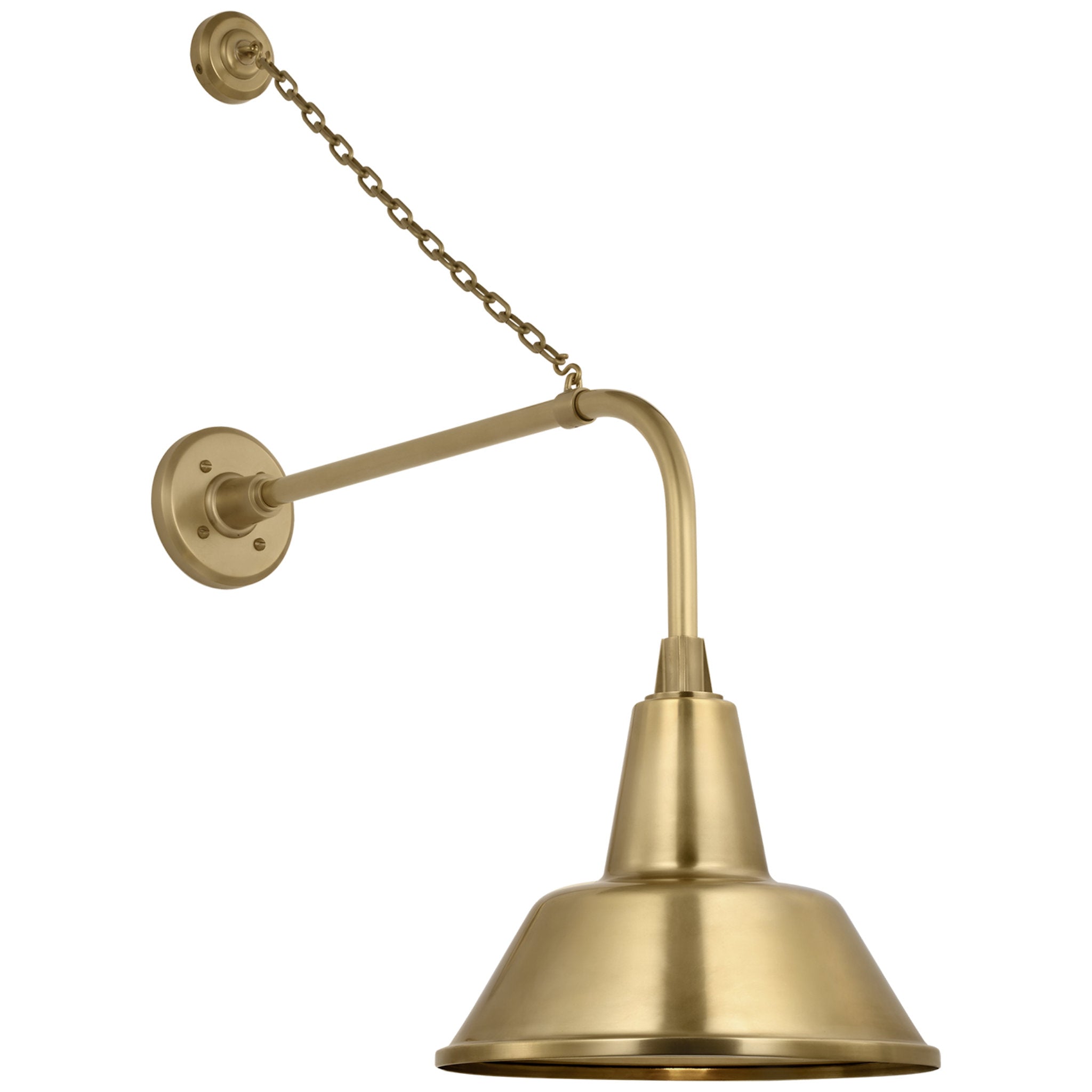Thomas O'Brien Academy 20" Anchored Rex Barn Light in Hand-Rubbed Antique Brass with 12.5" Bowers Shade Outdoor Lighting W12.5" x H32.5"