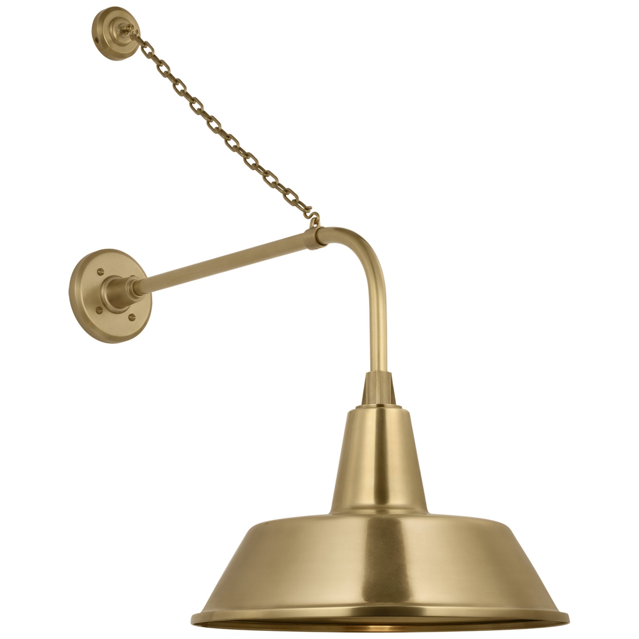Thomas O'Brien Academy 20" Anchored Rex Barn Light in Hand-Rubbed Antique Brass with 16" Bowers Shade Outdoor Lighting W16" x H32.5"