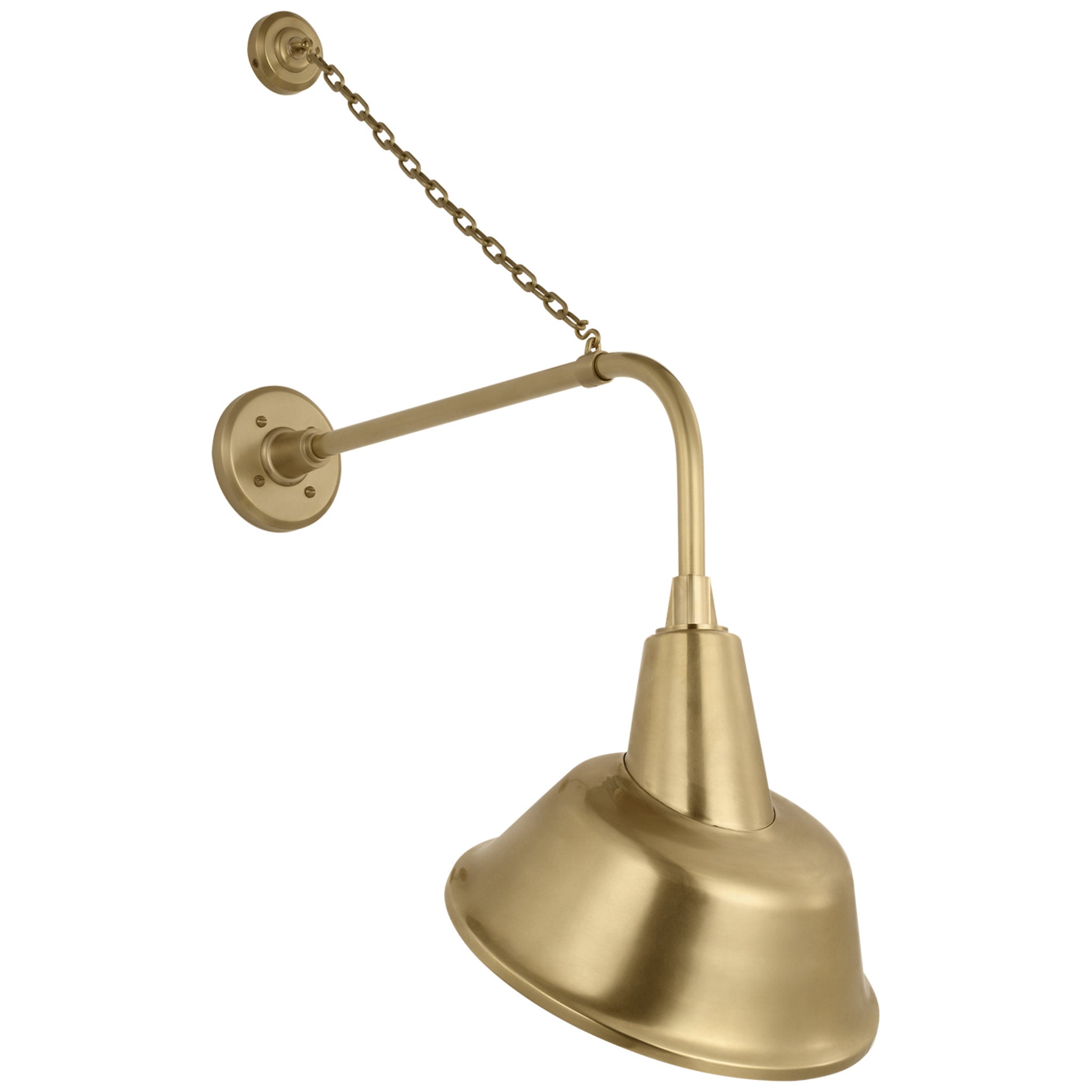 Thomas O'Brien Academy 20" Anchored Rex Barn Light in Hand-Rubbed Antique Brass with 12.5" Tilted Bowers Shade Outdoor Lighting W12.5" x H35.5"