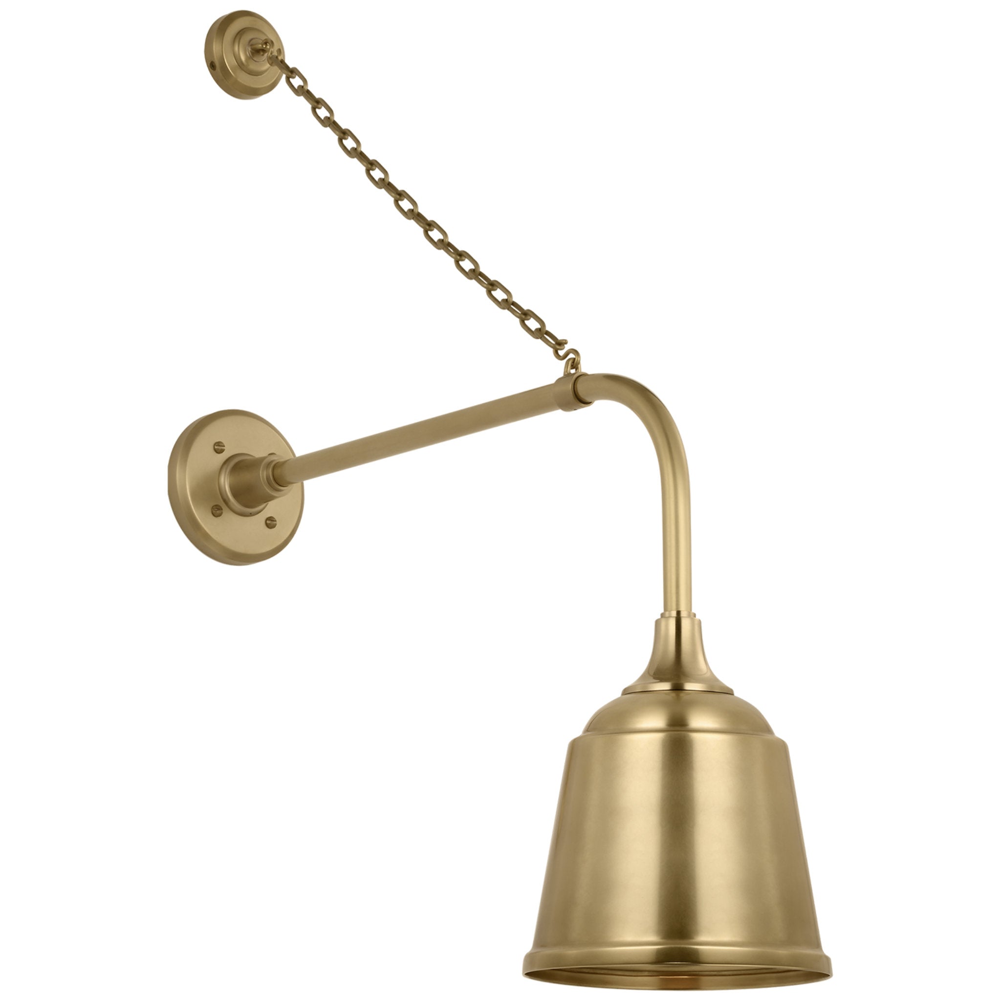 Thomas O'Brien Academy 20" Anchored Rex Barn Light in Hand-Rubbed Antique Brass with 8" Rockhouse Shade Outdoor Lighting W8" x H31.5"