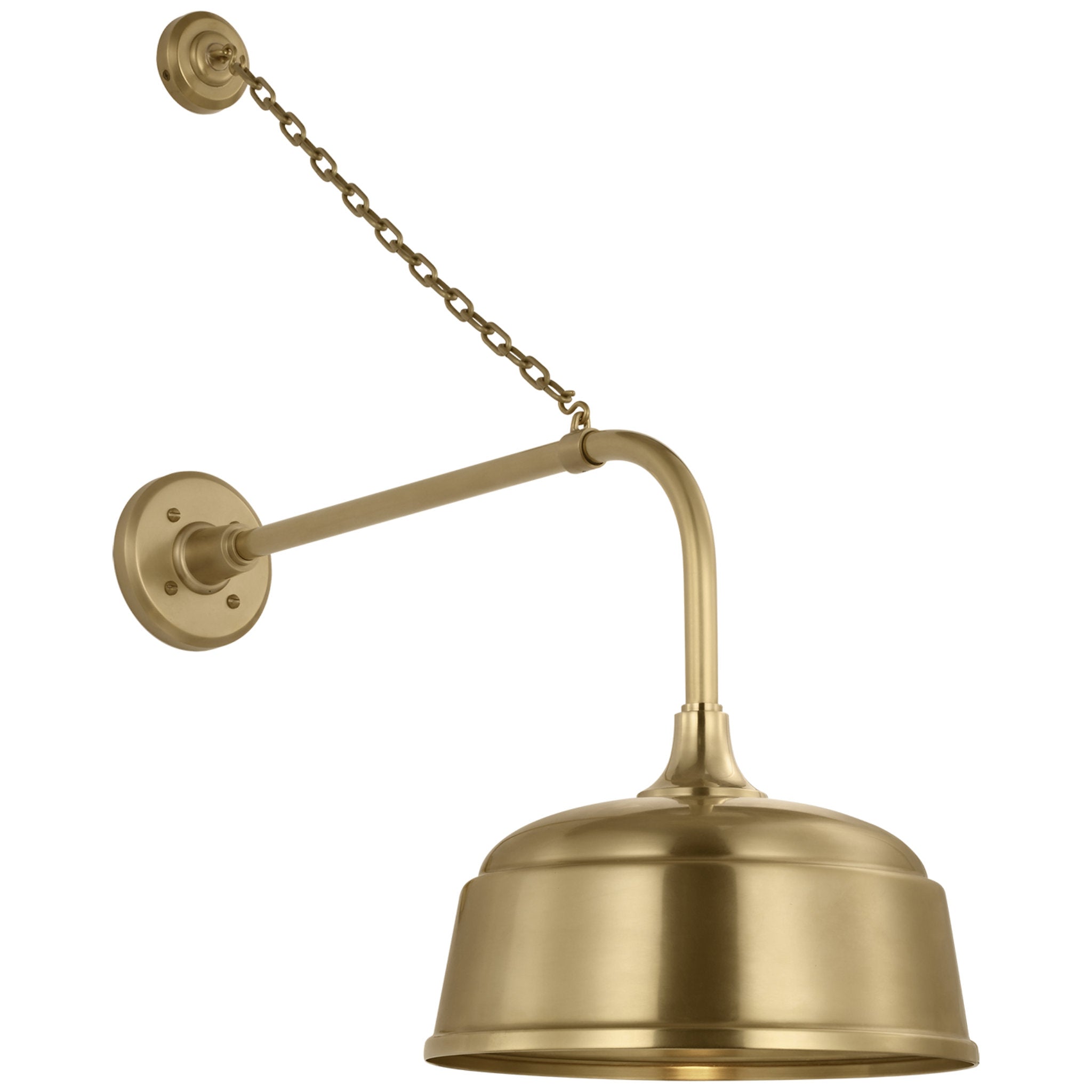 Thomas O'Brien Academy 20" Anchored Rex Barn Light in Hand-Rubbed Antique Brass with 12.5" Rockhouse Shade Outdoor Lighting W12.5" x H30"