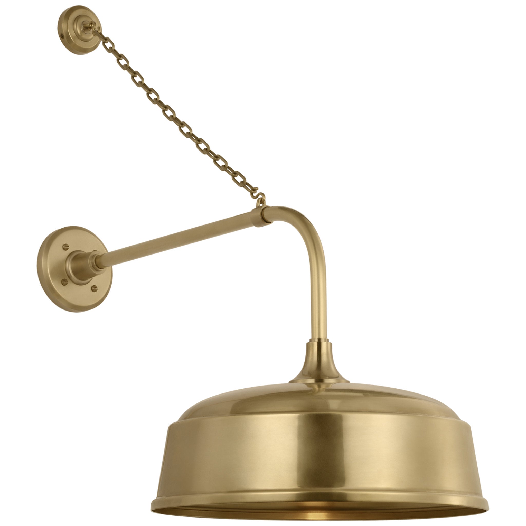 Thomas O'Brien Academy 20" Anchored Rex Barn Light in Hand-Rubbed Antique Brass with 16" Rockhouse Shade Outdoor Lighting W16" x H30"