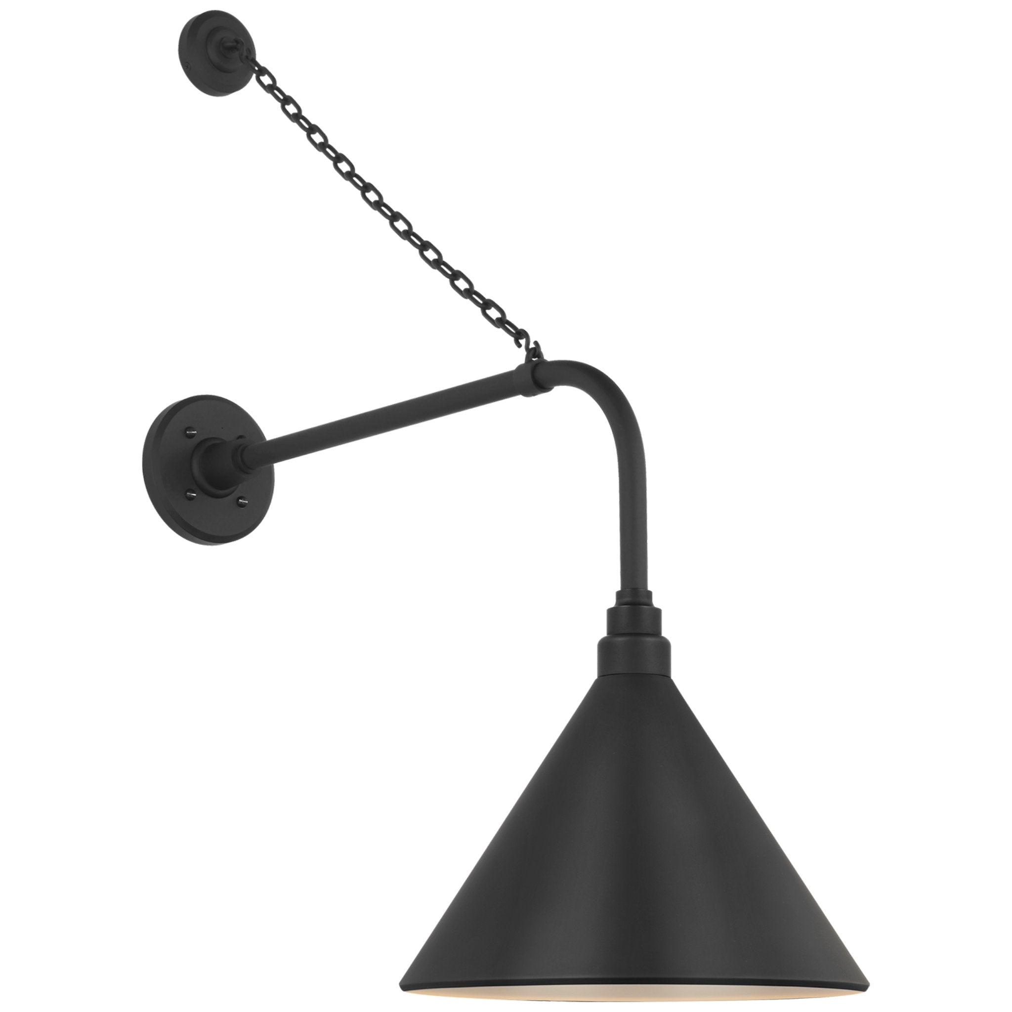 Thomas O'Brien Academy 20" Anchored Rex Barn Light in Matte Black with 12.5" Conical Savannah Shade Outdoor Lighting W12.5" x H32.75"