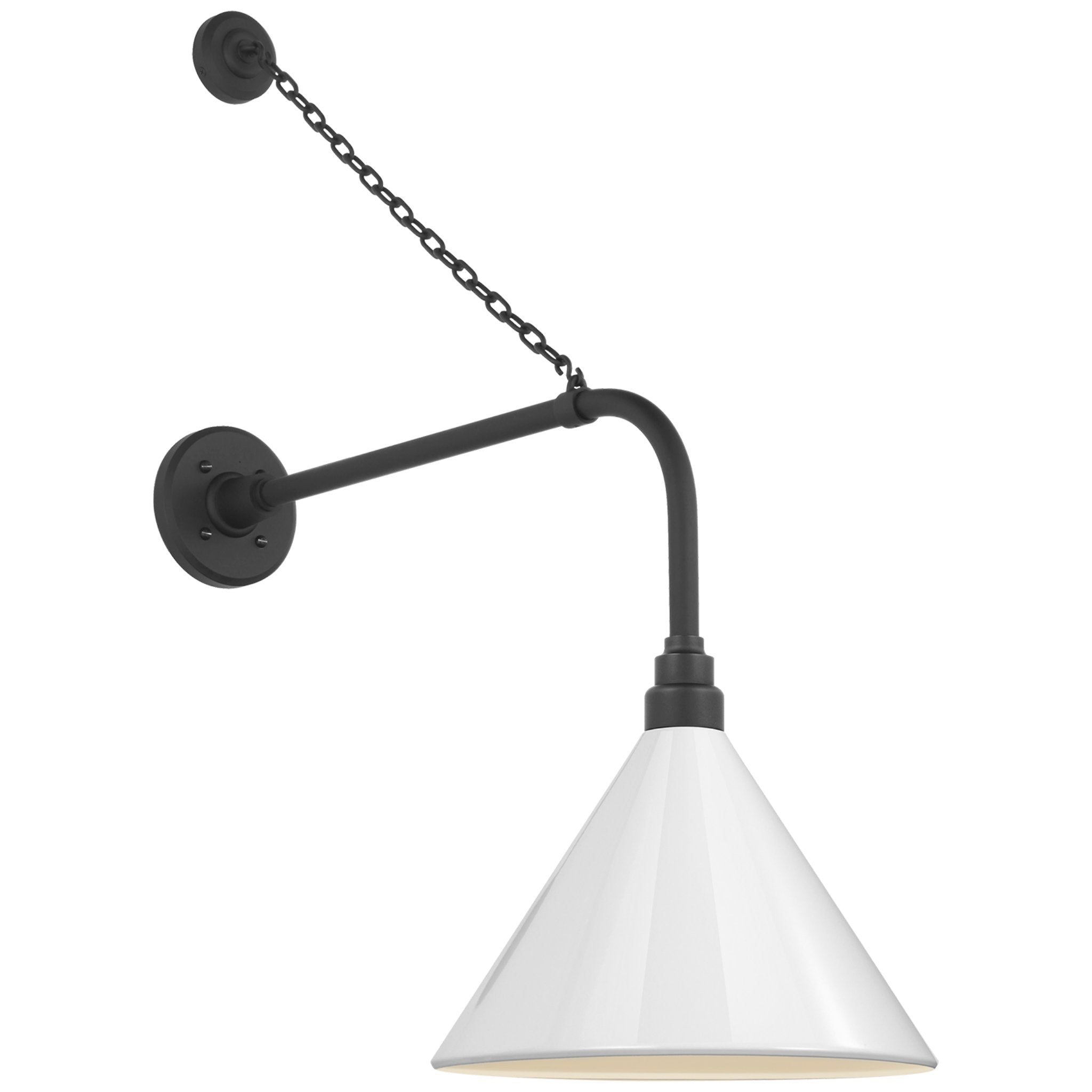 Thomas O'Brien Academy 20" Anchored Rex Barn Light in Matte Black with 12.5" White Conical Savannah Shade Outdoor Lighting W12.5" x H32.75"
