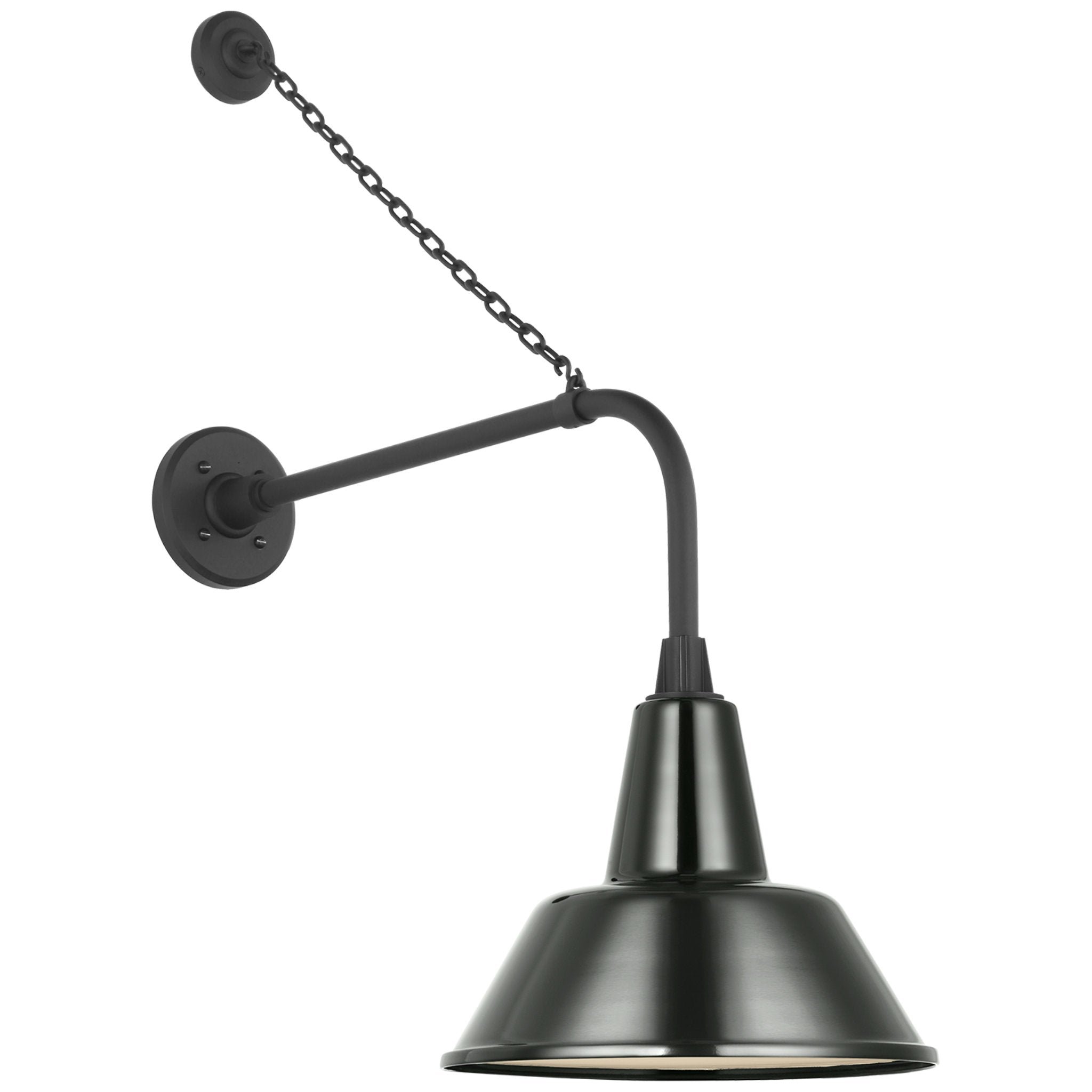 Thomas O'Brien Academy 20" Anchored Rex Barn Light in Matte Black with 12.5" Green Bowers Shade Outdoor Lighting W12.5" x H32.5"