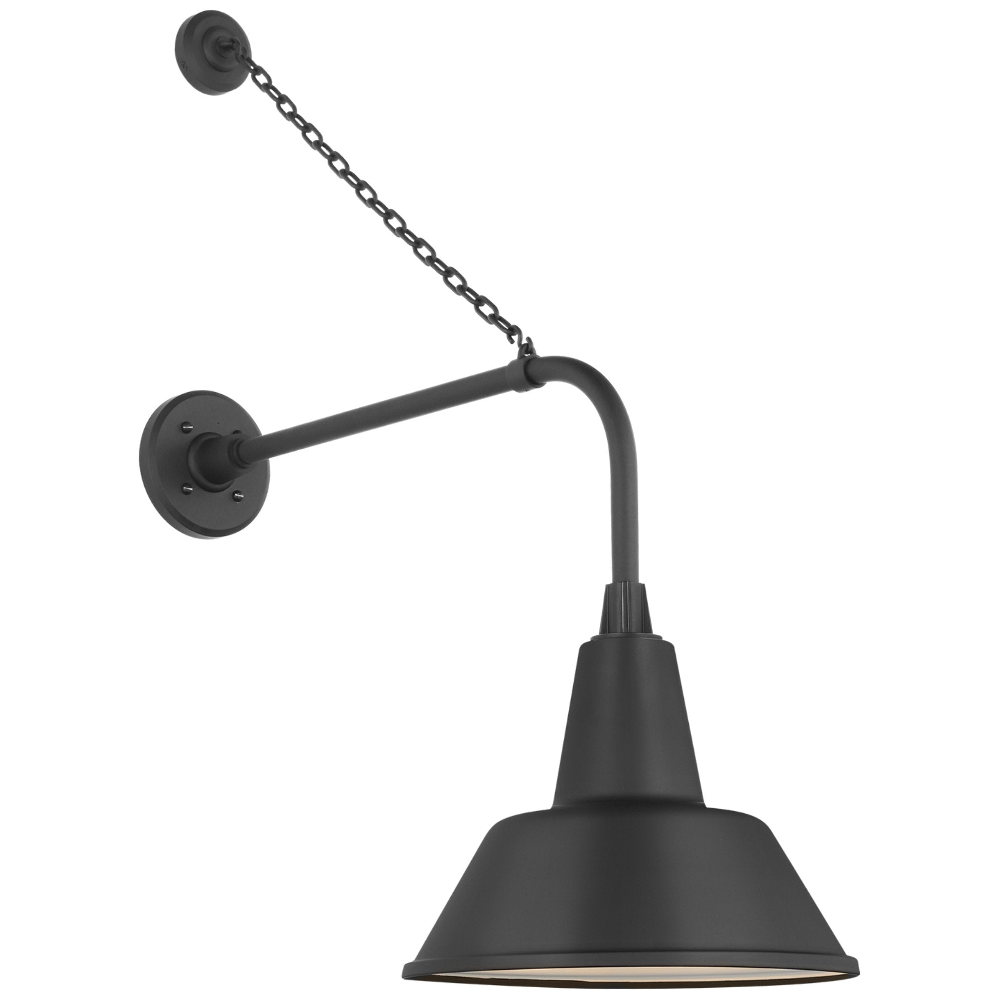 Thomas O'Brien Academy 20" Anchored Rex Barn Light in Matte Black with 12.5" Bowers Shade Outdoor Lighting W12.5" x H32.5"