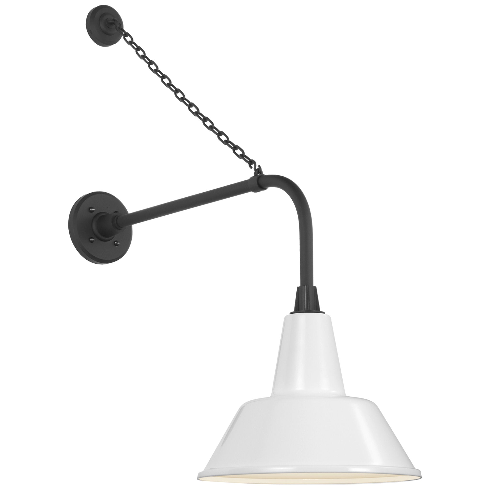 Thomas O'Brien Academy 20" Anchored Rex Barn Light in Matte Black with 12.5" White Bowers Shade Outdoor Lighting W12.5" x H32.5"