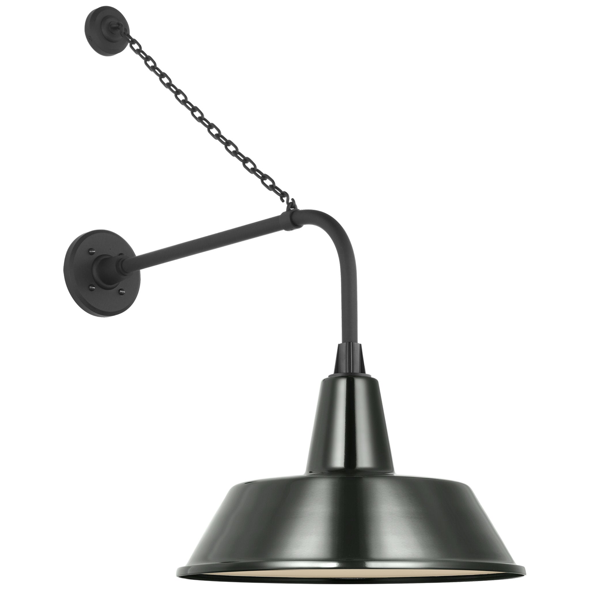 Thomas O'Brien Academy 20" Anchored Rex Barn Light in Matte Black with 16" Green Bowers Shade Outdoor Lighting W16" x H32.5"