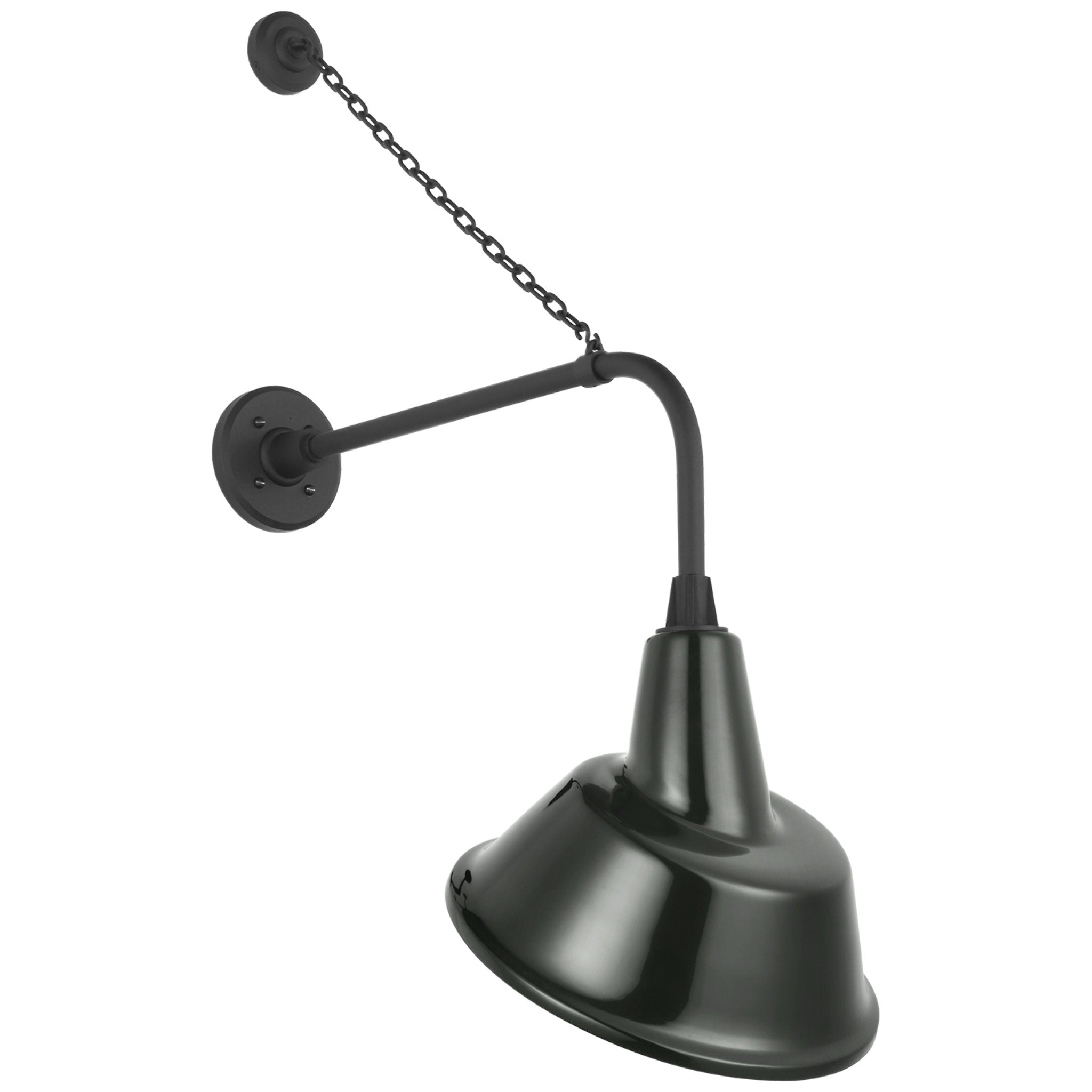 Thomas O'Brien Academy 20" Anchored Rex Barn Light in Matte Black with 12.5" Green Tilted Bowers Shade Outdoor Lighting W12.5" x H35.5"