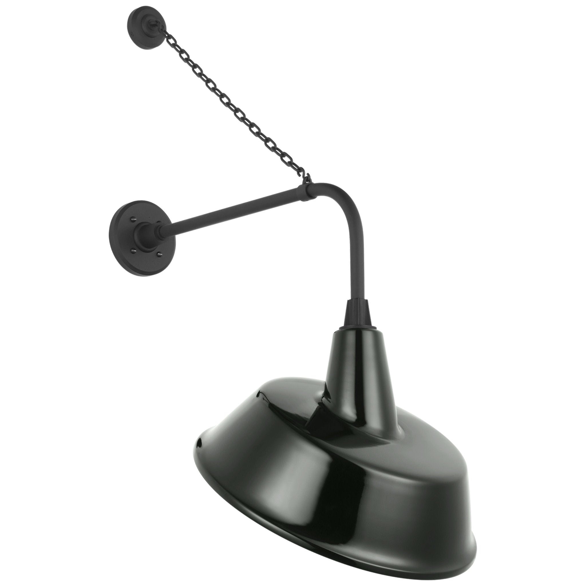 Thomas O'Brien Academy 20" Anchored Rex Barn Light in Matte Black with 16" Green Tilted Bowers Shade Outdoor Lighting W16" x H36.5"
