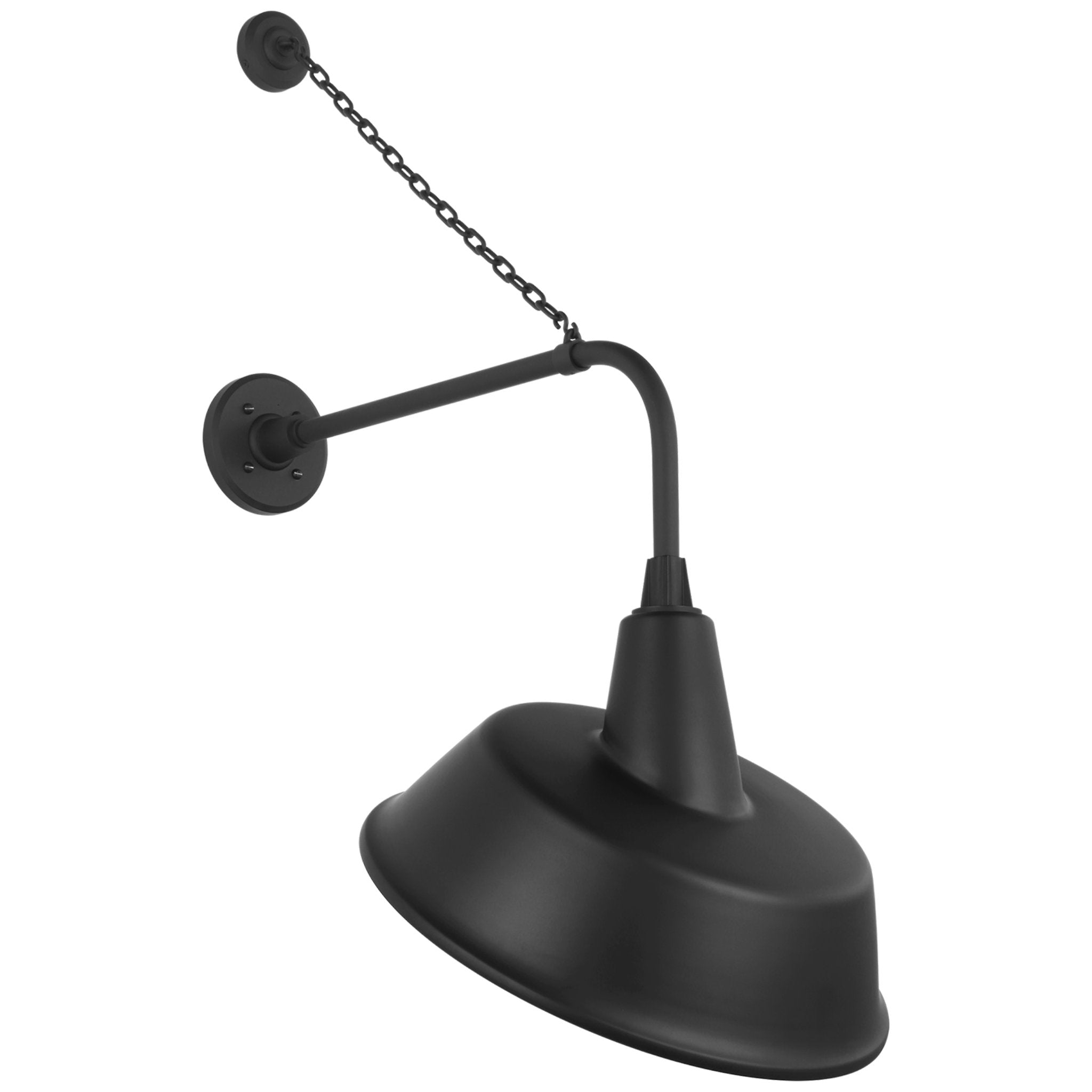 Thomas O'Brien Academy 20" Anchored Rex Barn Light in Matte Black with 16" Tilted Bowers Shade Outdoor Lighting W16" x H36.5"
