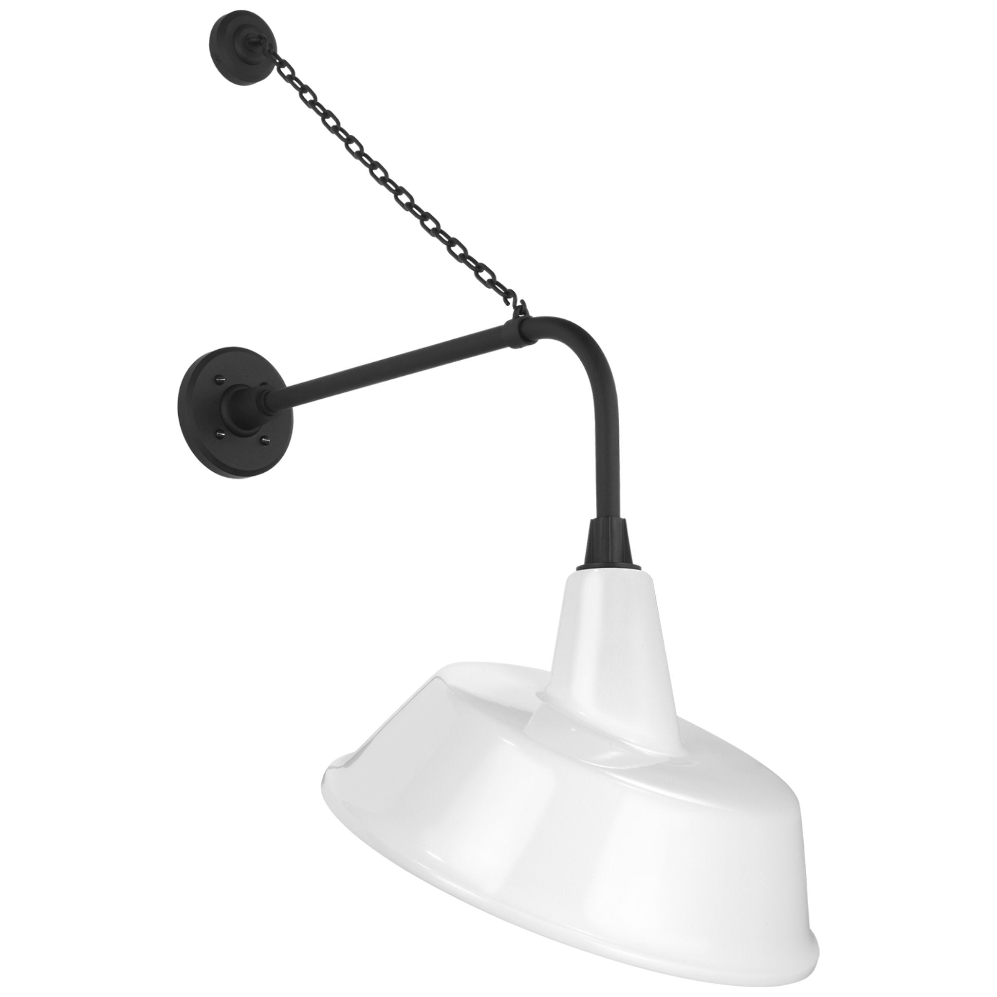 Thomas O'Brien Academy 20" Anchored Rex Barn Light in Matte Black with 16" White Tilted Bowers Shade Outdoor Lighting W16" x H36.5"
