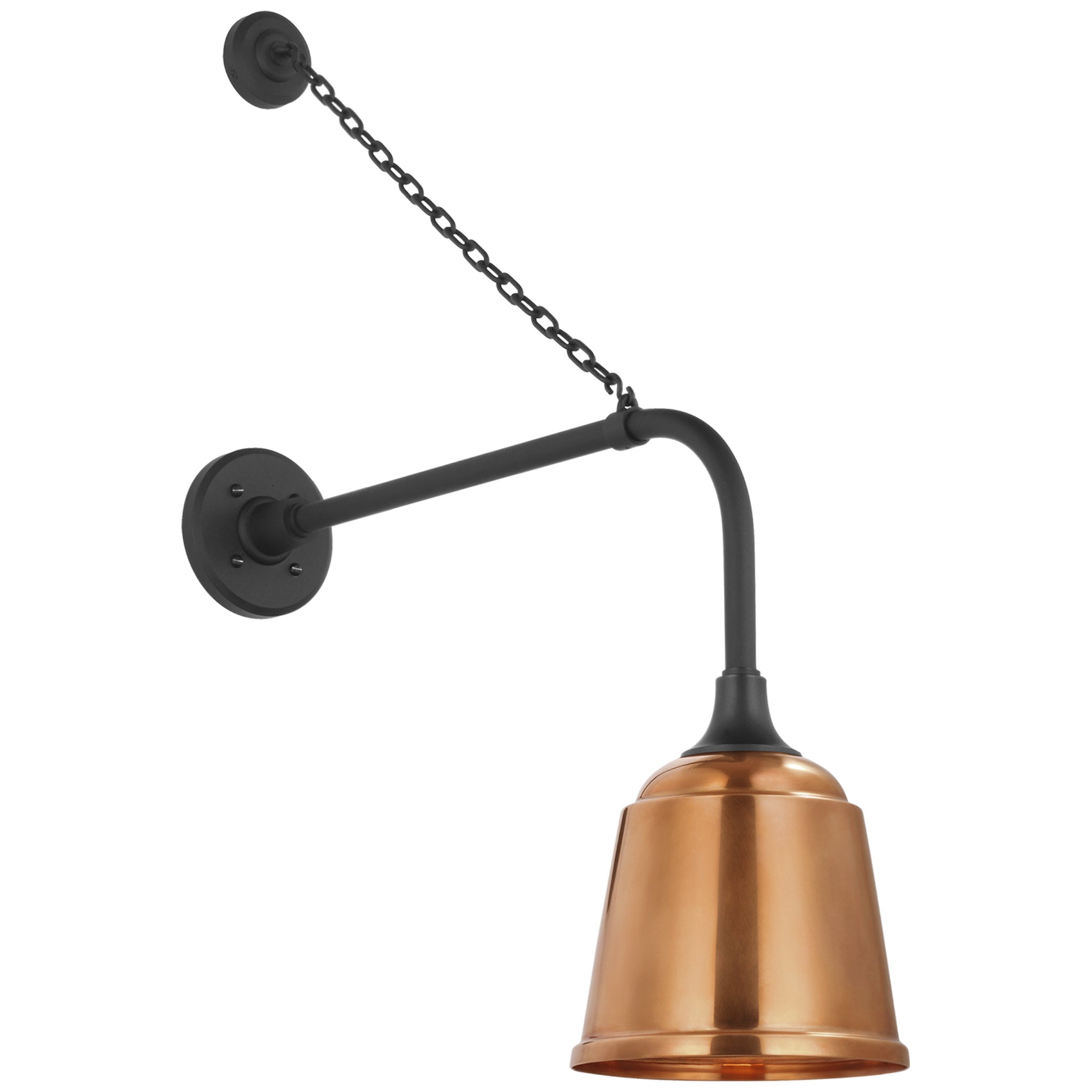 Thomas O'Brien Academy 20" Anchored Rex Barn Light in Matte Black with 8" Soft Copper Rockhouse Shade Outdoor Lighting W8" x H31.5"