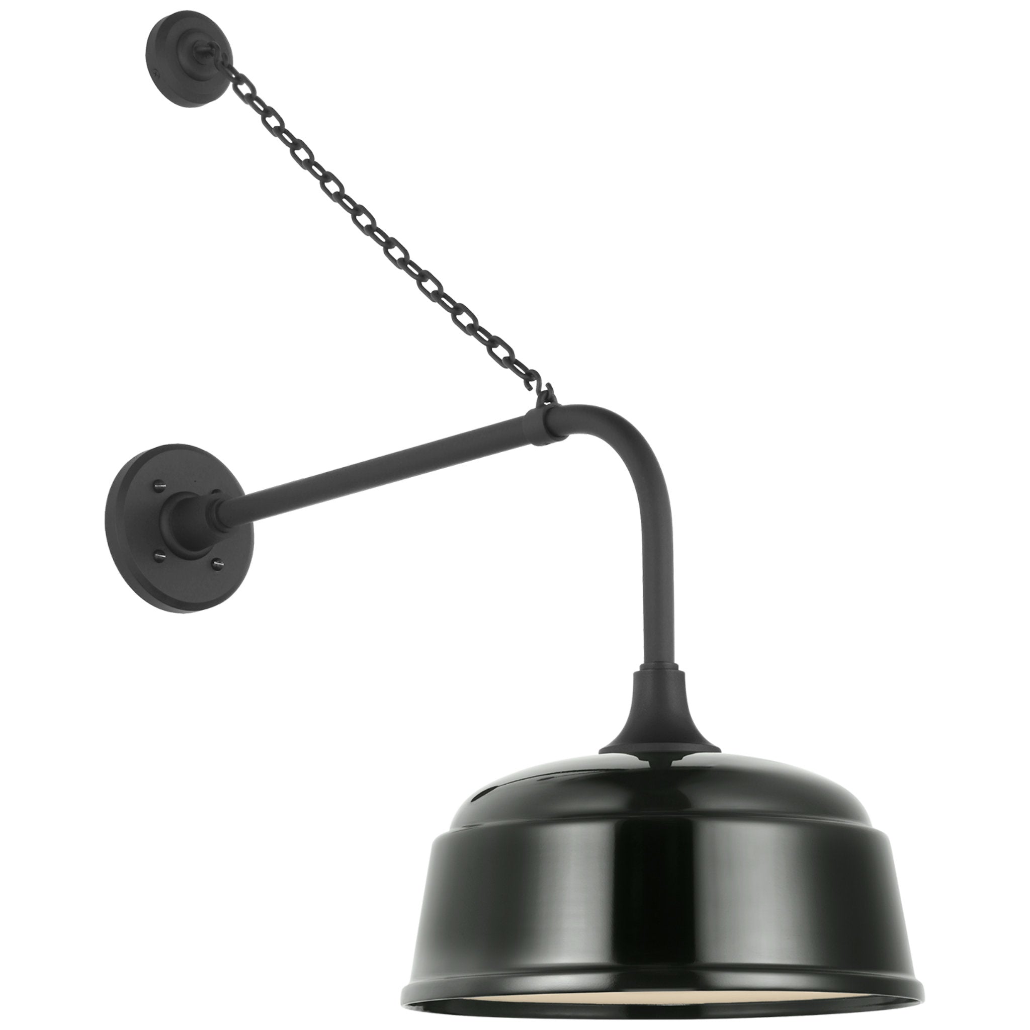 Thomas O'Brien Academy 20" Anchored Rex Barn Light in Matte Black with 12.5" Green Rockhouse Shade Outdoor Lighting W12.5" x H30"