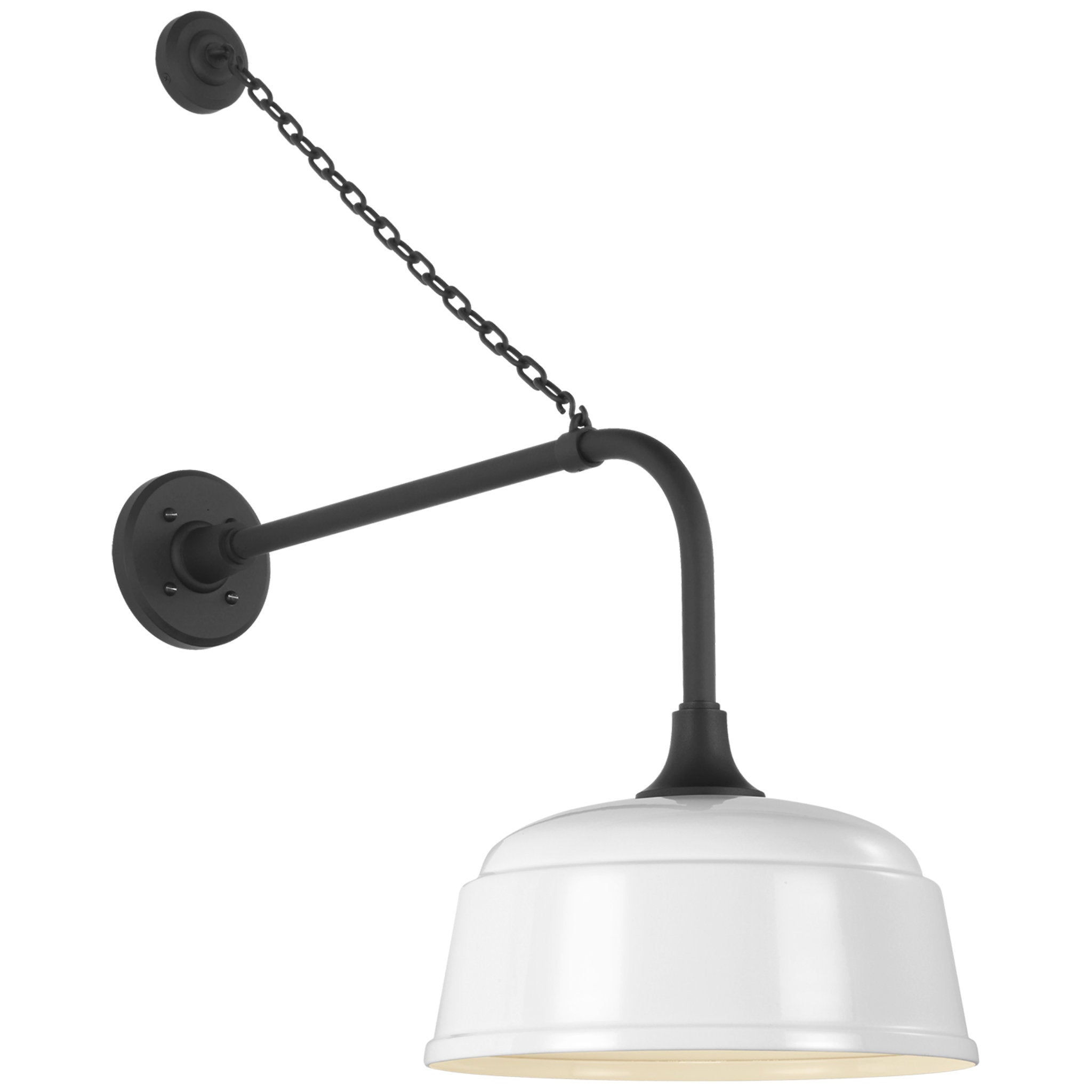 Thomas O'Brien Academy 20" Anchored Rex Barn Light in Matte Black with 12.5" White Rockhouse Shade Outdoor Lighting W12.5" x H30"