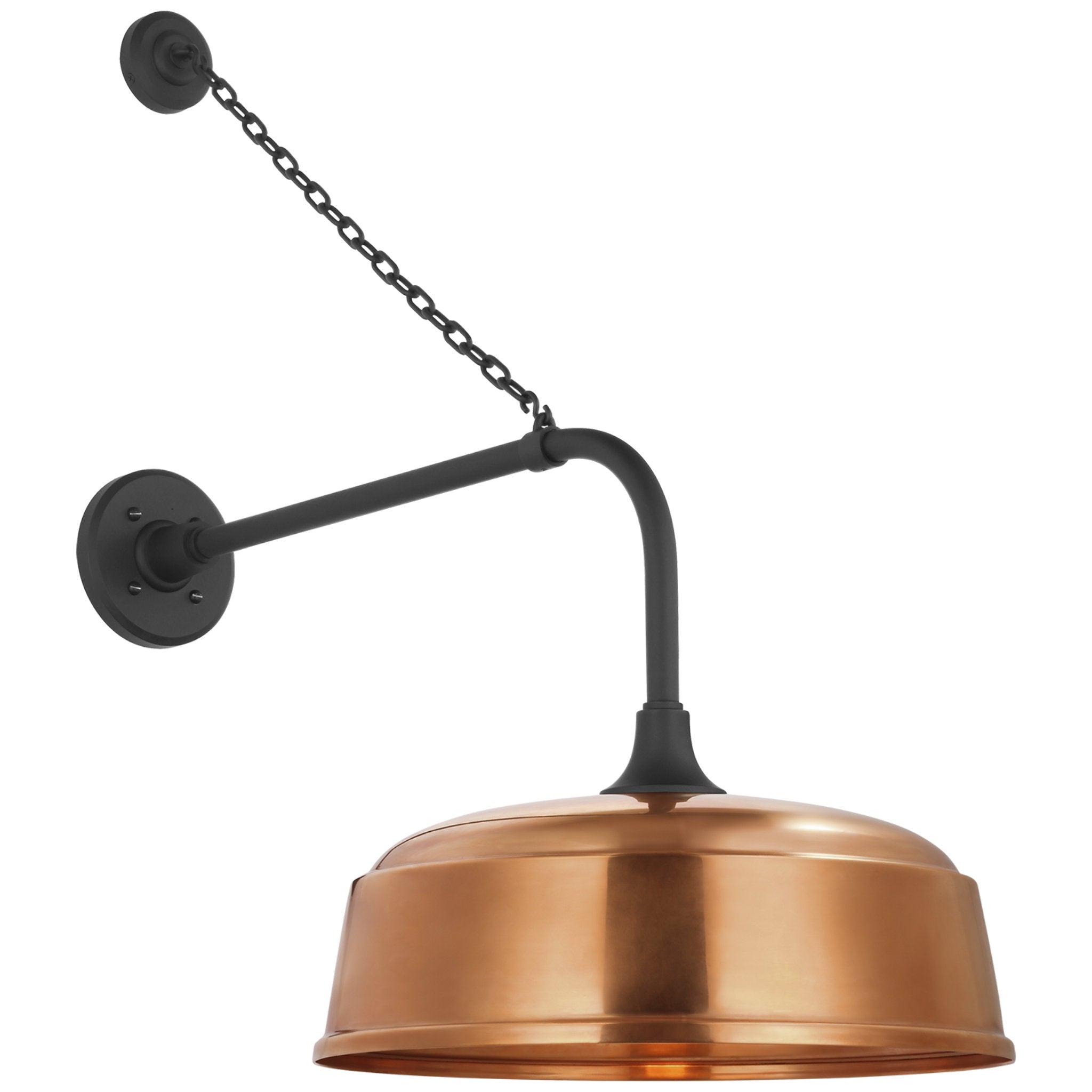 Thomas O'Brien Academy 20" Anchored Rex Barn Light in Matte Black with 16" Soft Copper Rockhouse Shade Outdoor Lighting W16" x H30"