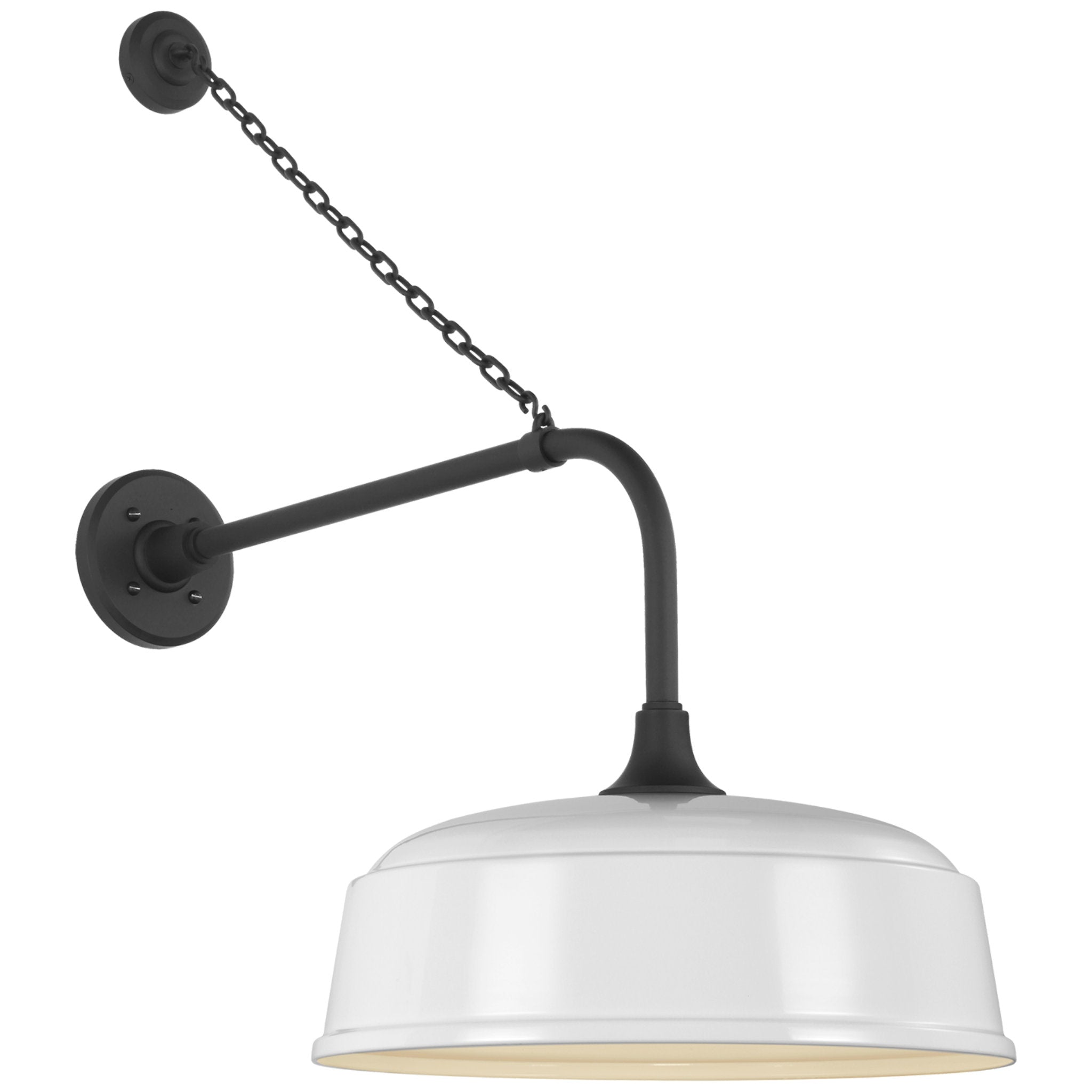 Thomas O'Brien Academy 20" Anchored Rex Barn Light in Matte Black with 16" White Rockhouse Shade Outdoor Lighting W16" x H30"