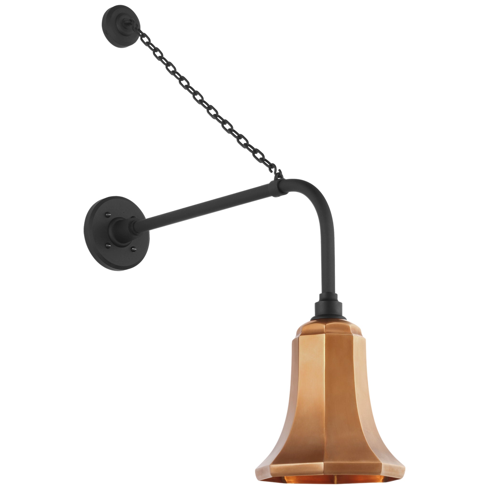 Thomas O'Brien Academy 20" Anchored Rex Barn Light in Matte Black with 7.5" Soft Copper Savannah Shade Outdoor Lighting W7.5" x H31.75"