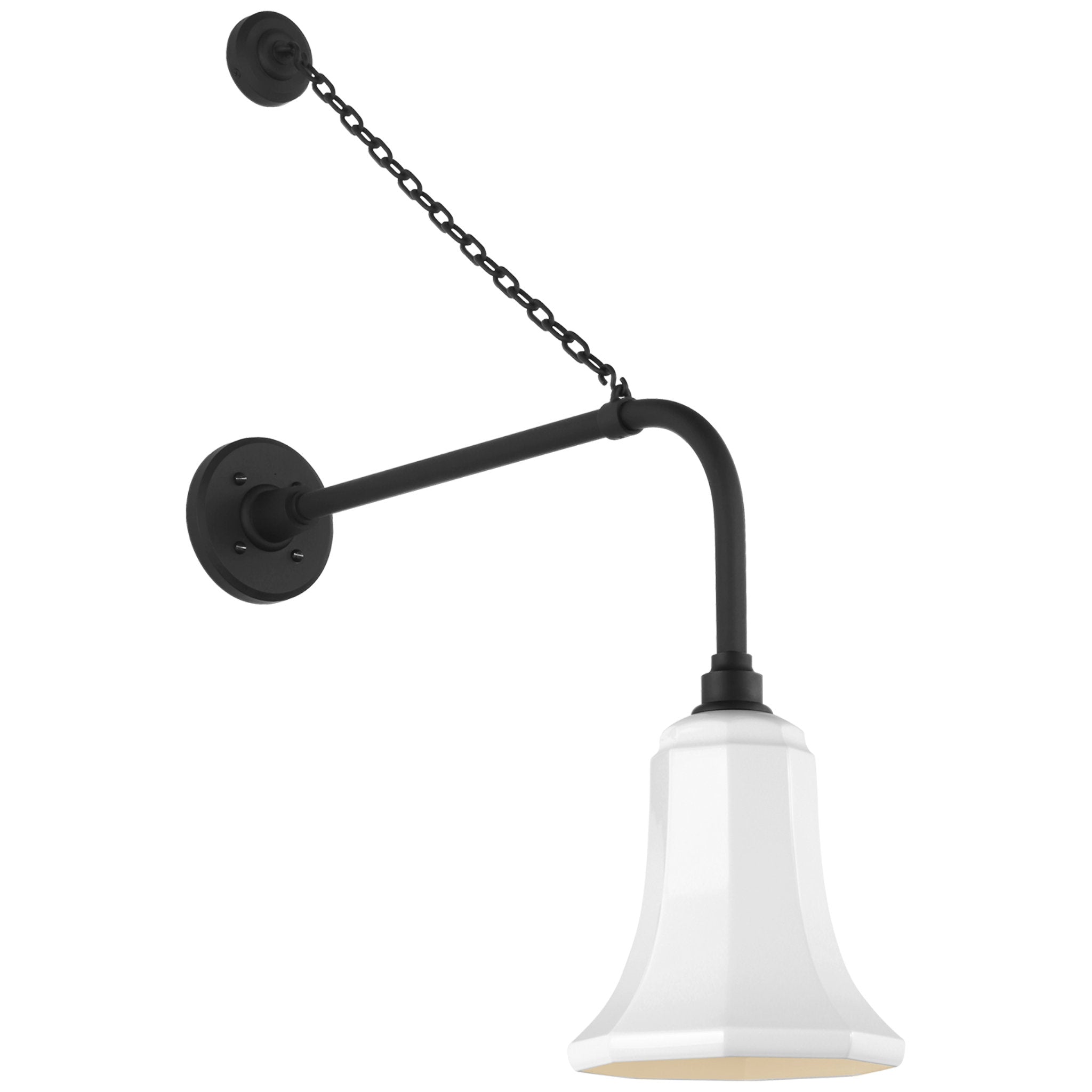 Thomas O'Brien Academy 20" Anchored Rex Barn Light in Matte Black with 7.5" White Savannah Shade Outdoor Lighting W7.5" x H31.75"