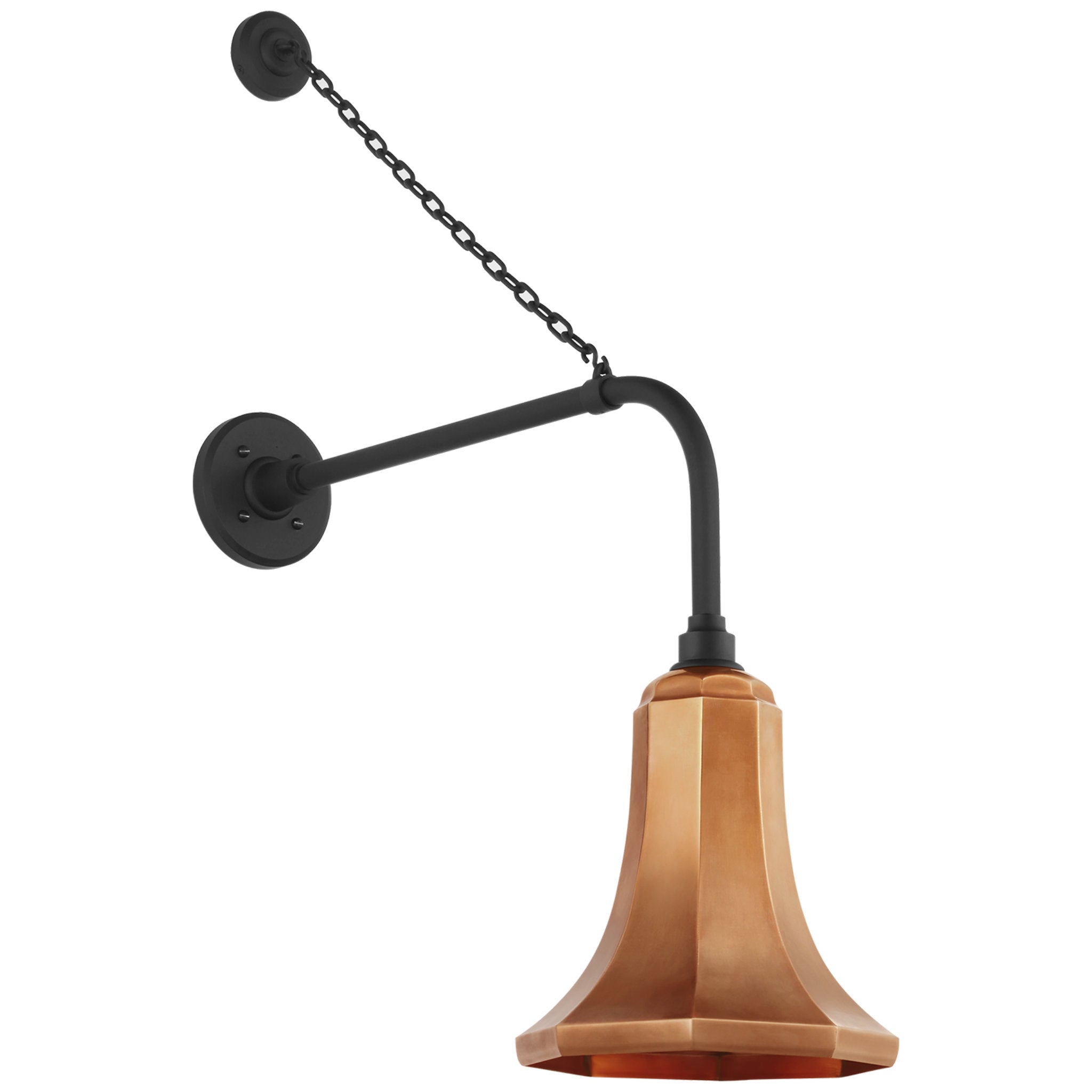 Thomas O'Brien Academy 20" Anchored Rex Barn Light in Matte Black with 9.25" Soft Copper Savannah Shade Outdoor Lighting W9.25" x H33.75"